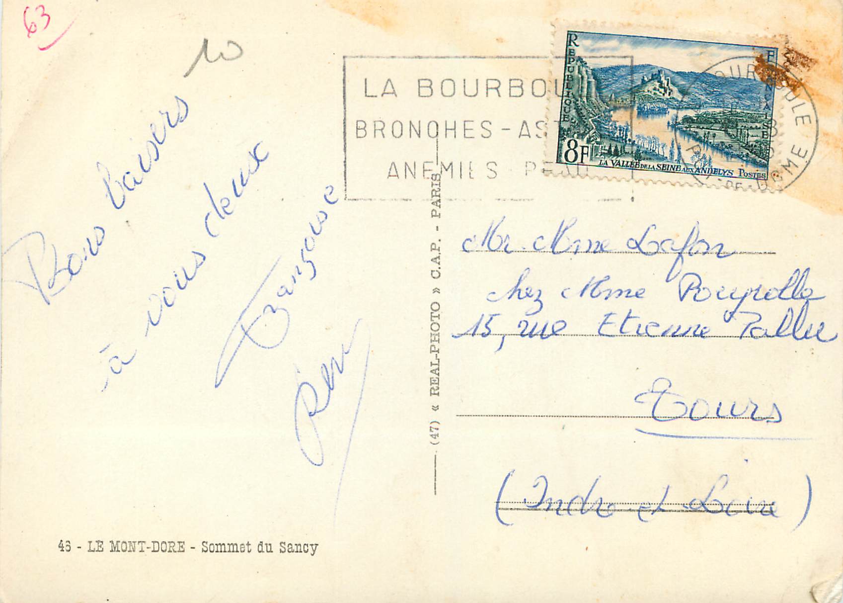 CPM Le mont dore 43 sommet du sancy — Verso