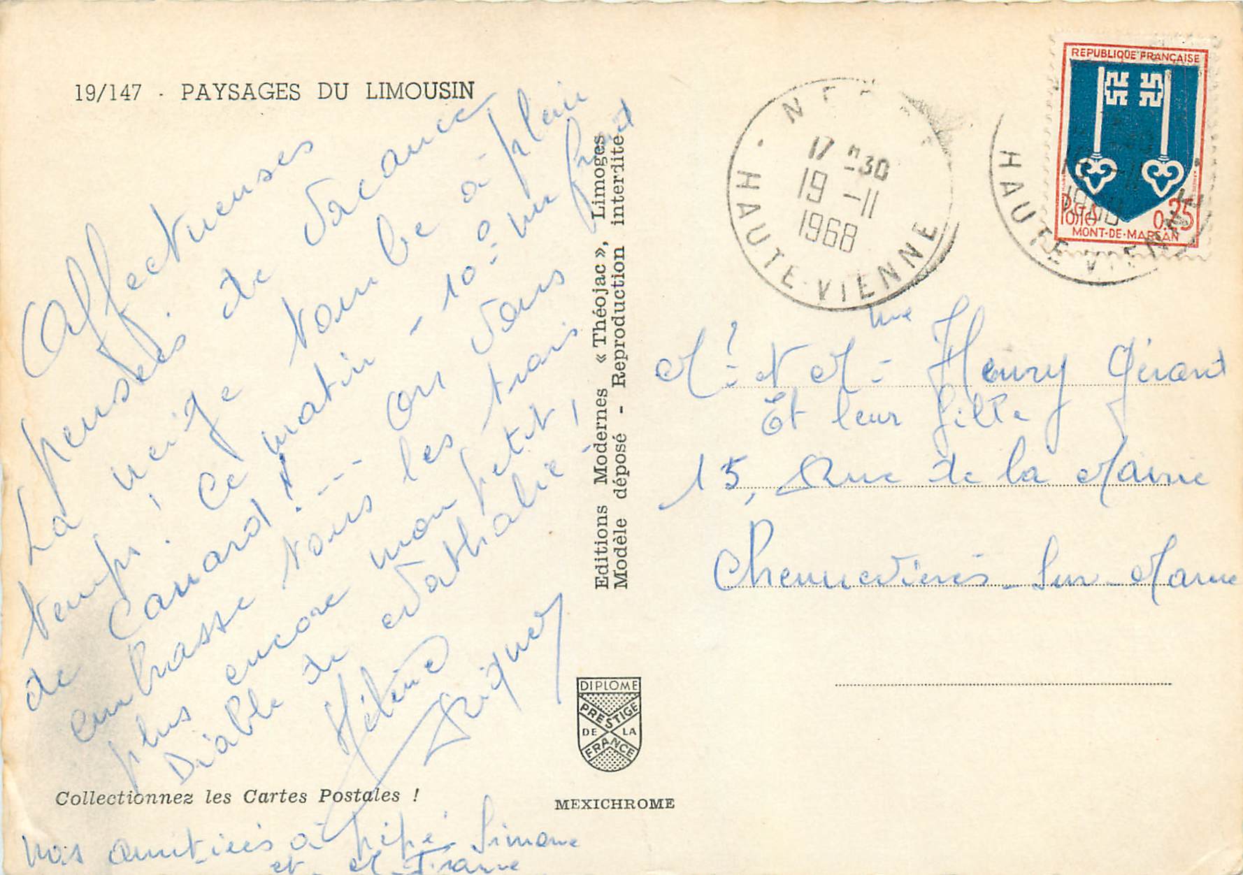 CPM Paysages du limousin 19 147 Chasse — Back