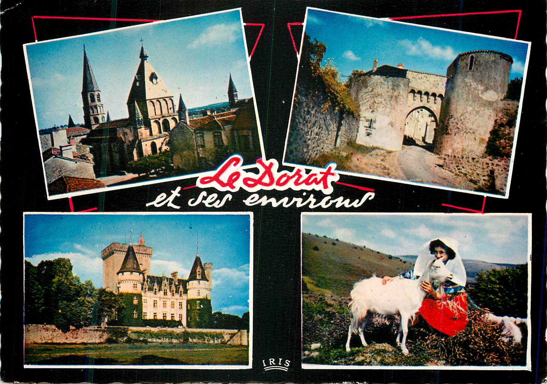 CPM Le dorat (haute vienne) 3 la collegiale(ii s) la porte bergere chateau d azal le riz les monedieres Chevre