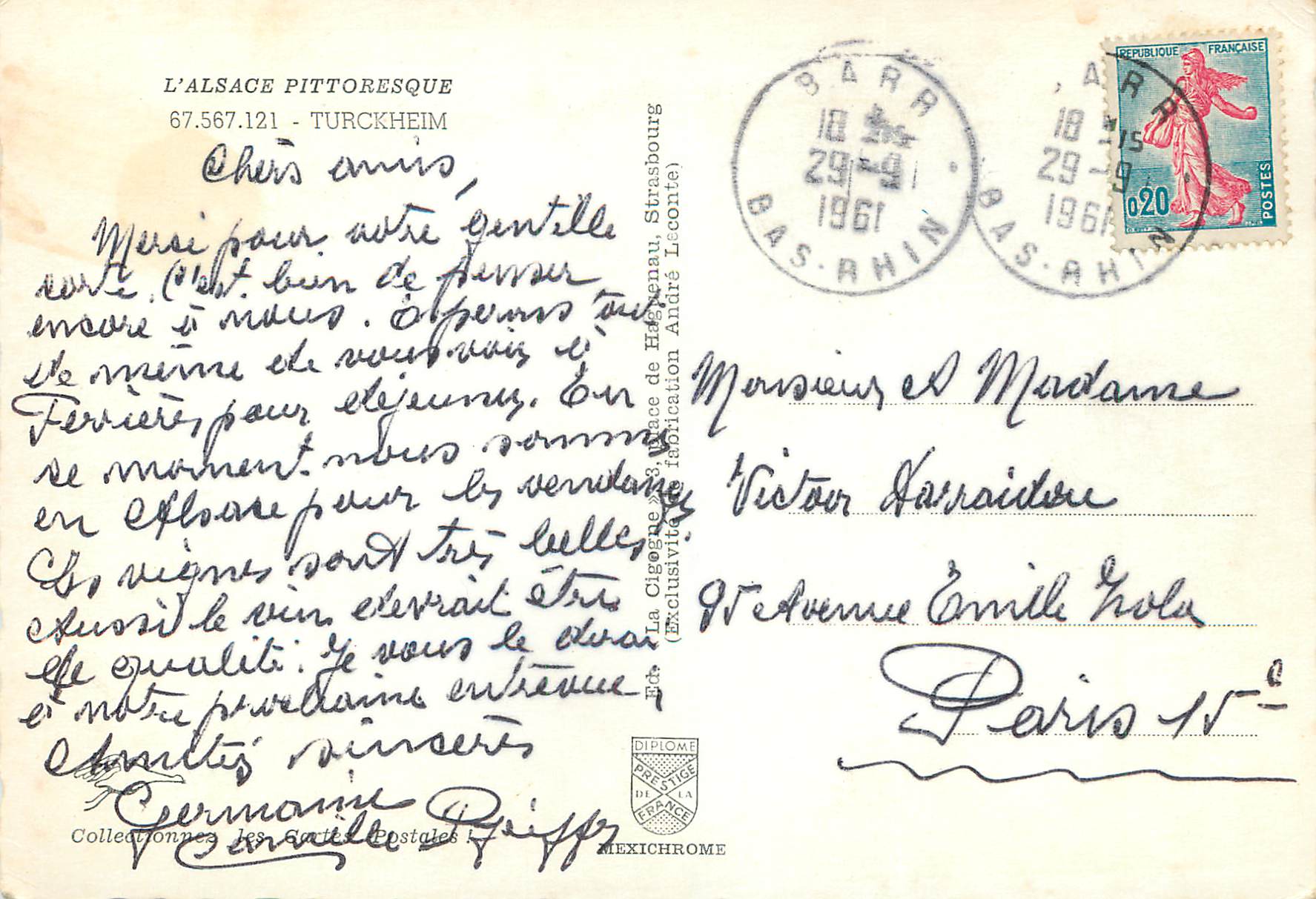 CPM L alsace pittoresque 67 567 121 turckheim Folklore — Back