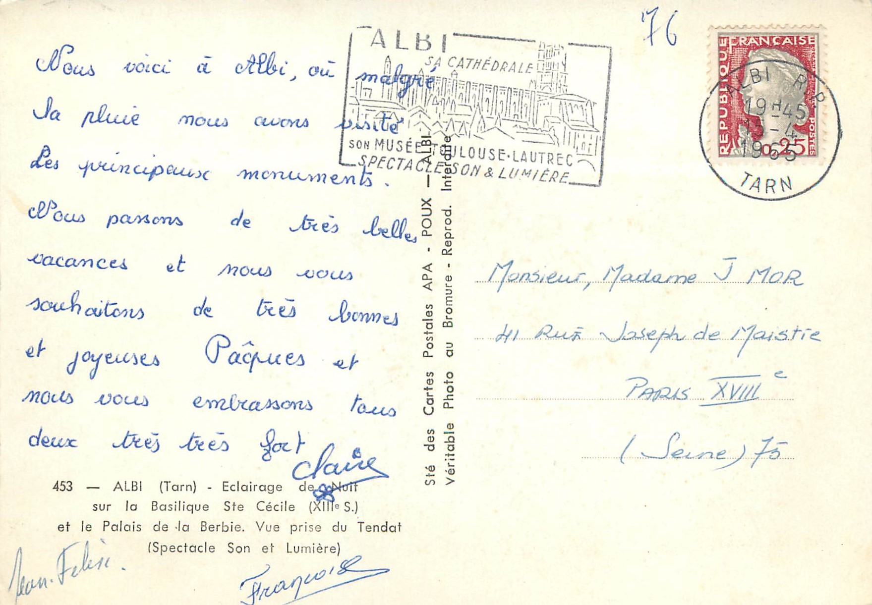 Albi — Cathédrale et Palais de la Berbie — éclairage nocturne — APA — Rückseite