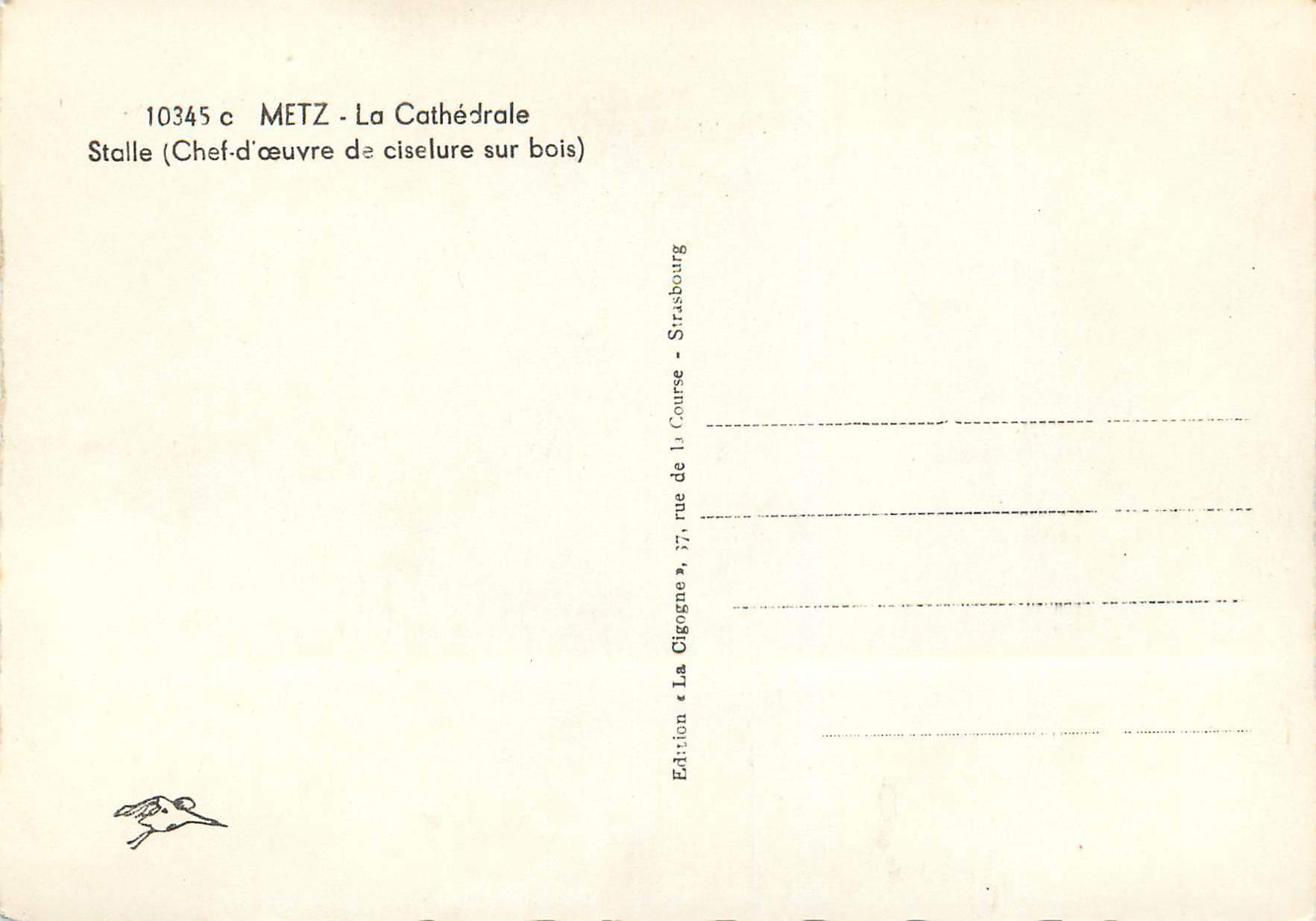 CPM 10345 c metz la cathedrale stalle(chef d oeuvre de ciselure sur bois) — Rückseite