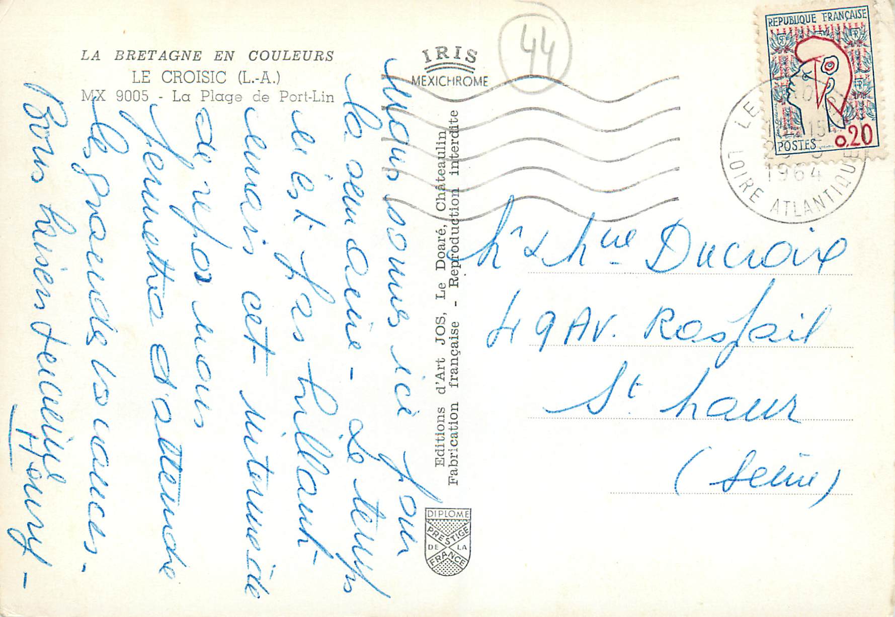 CPM La bretagne en couleurs le croisic (l a) mx 9005 la plage de port lin — Rückseite