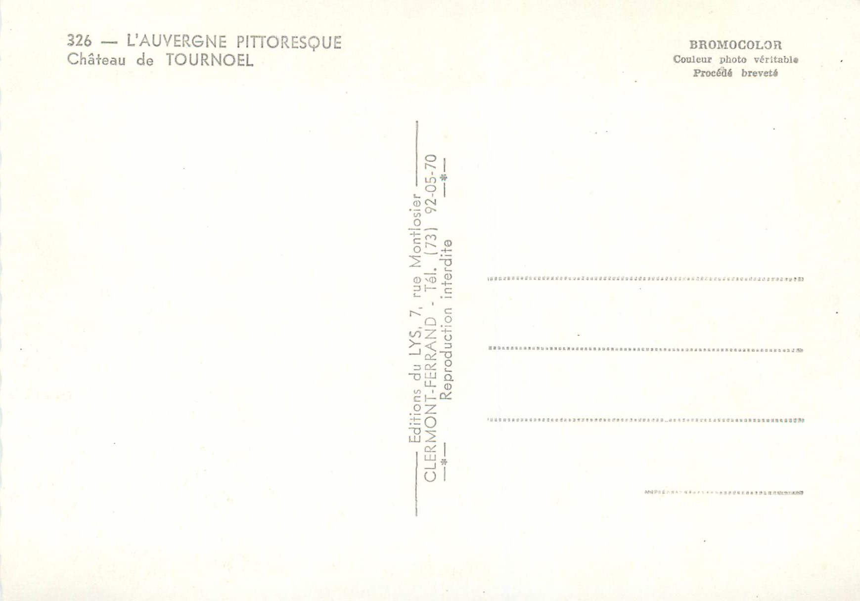 CPM L auvergne 326 pittoresque chateau de tournoel — Verso