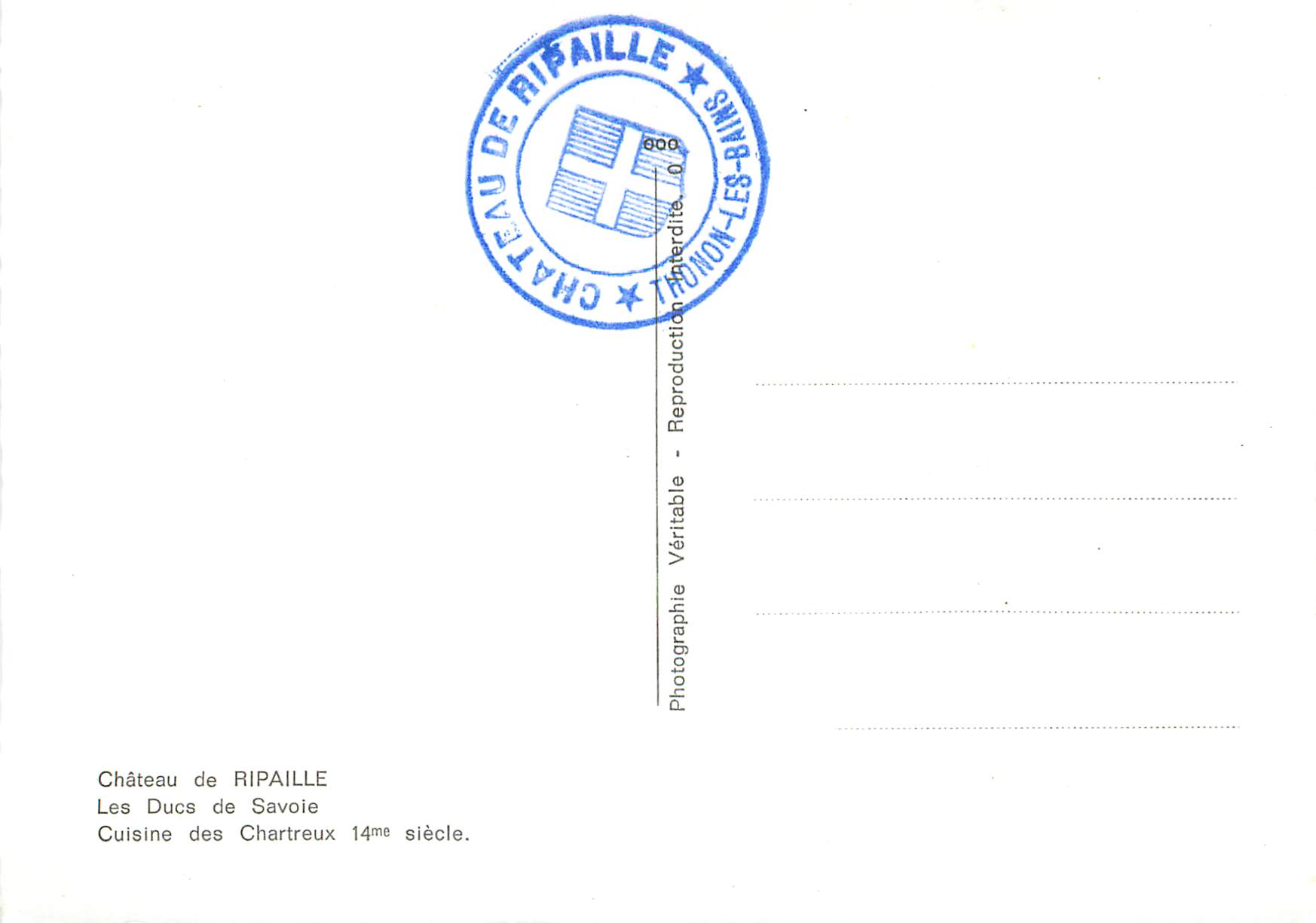 CPM Chateau de ripaille les ducs de savoie cuisine des chartreux 14e siecle — Rückseite