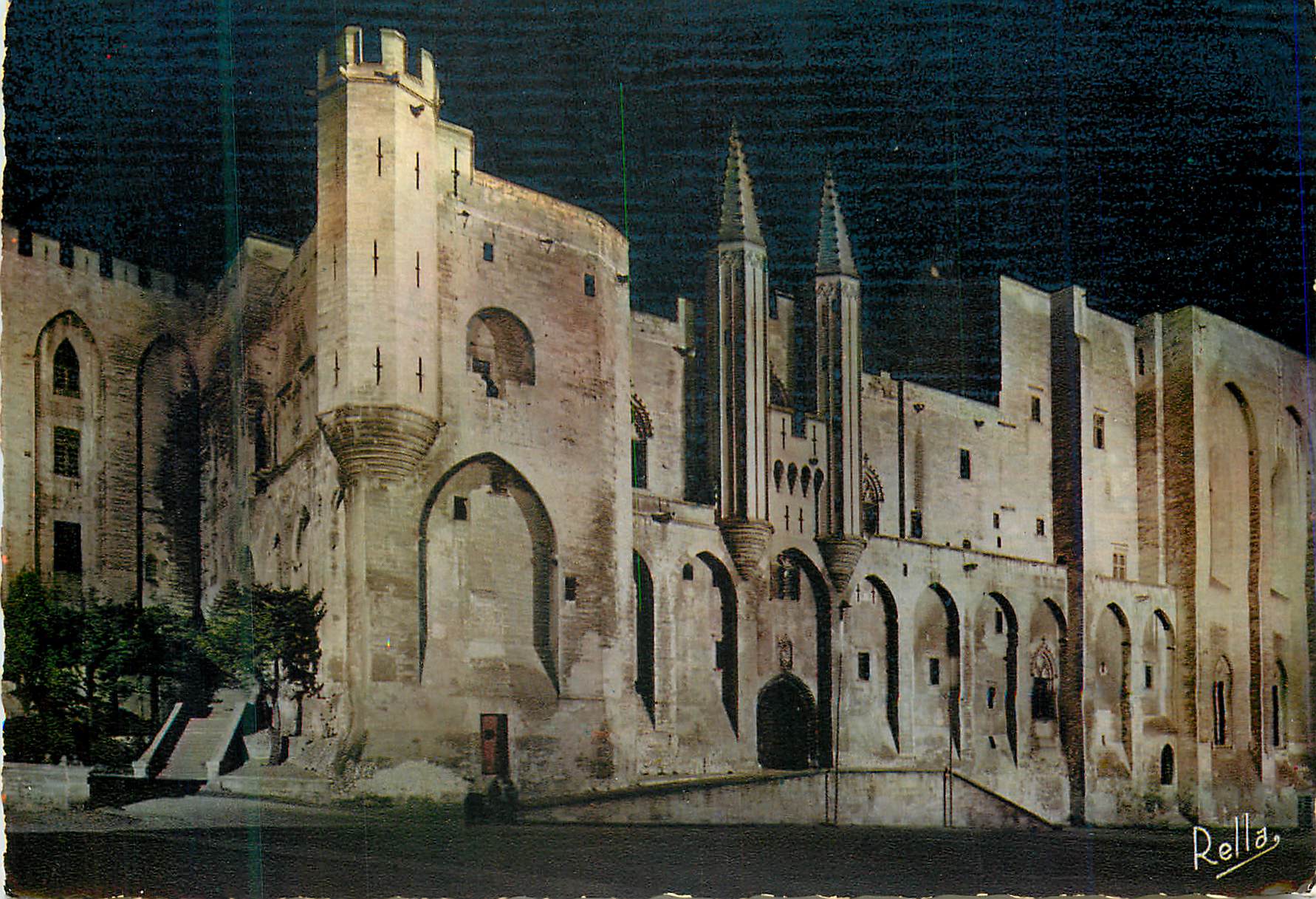 CPM Avignon 393  (vaucluse) effet de nuit facade occidentale du palais des papes