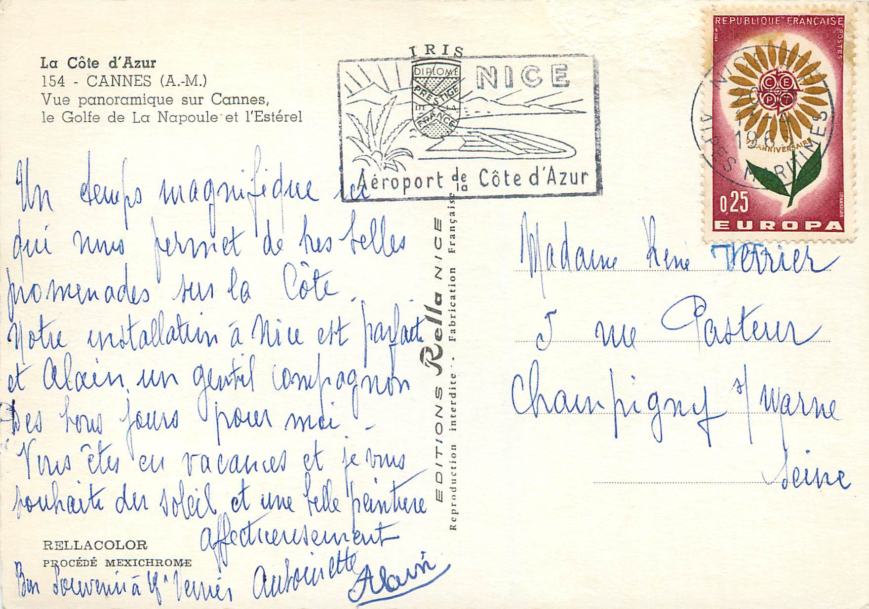 CPM La cote d azur 154 cannes (a m) vue panoramique sur cannes — Verso