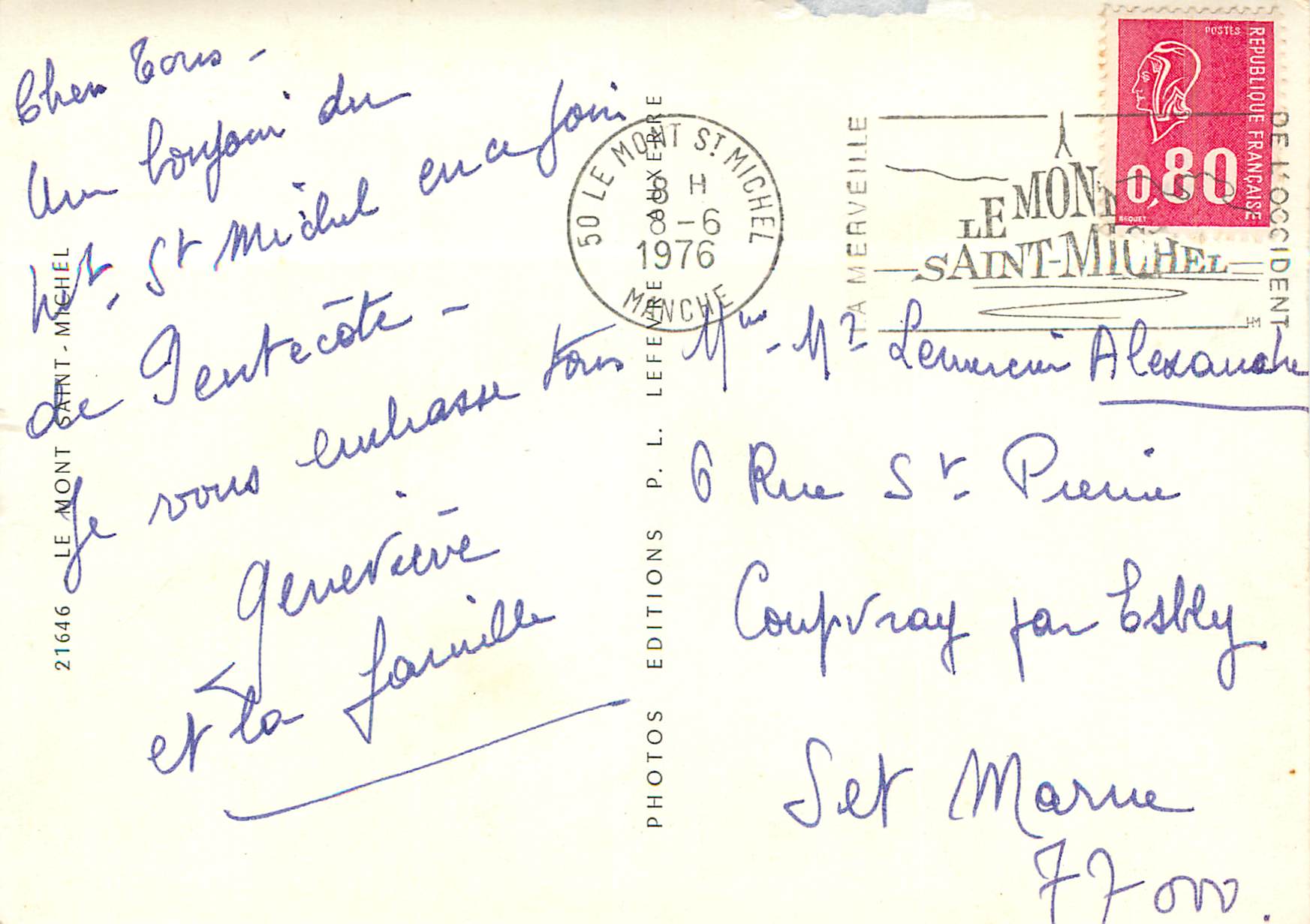 CPM 21646 le mont saint michel — Verso