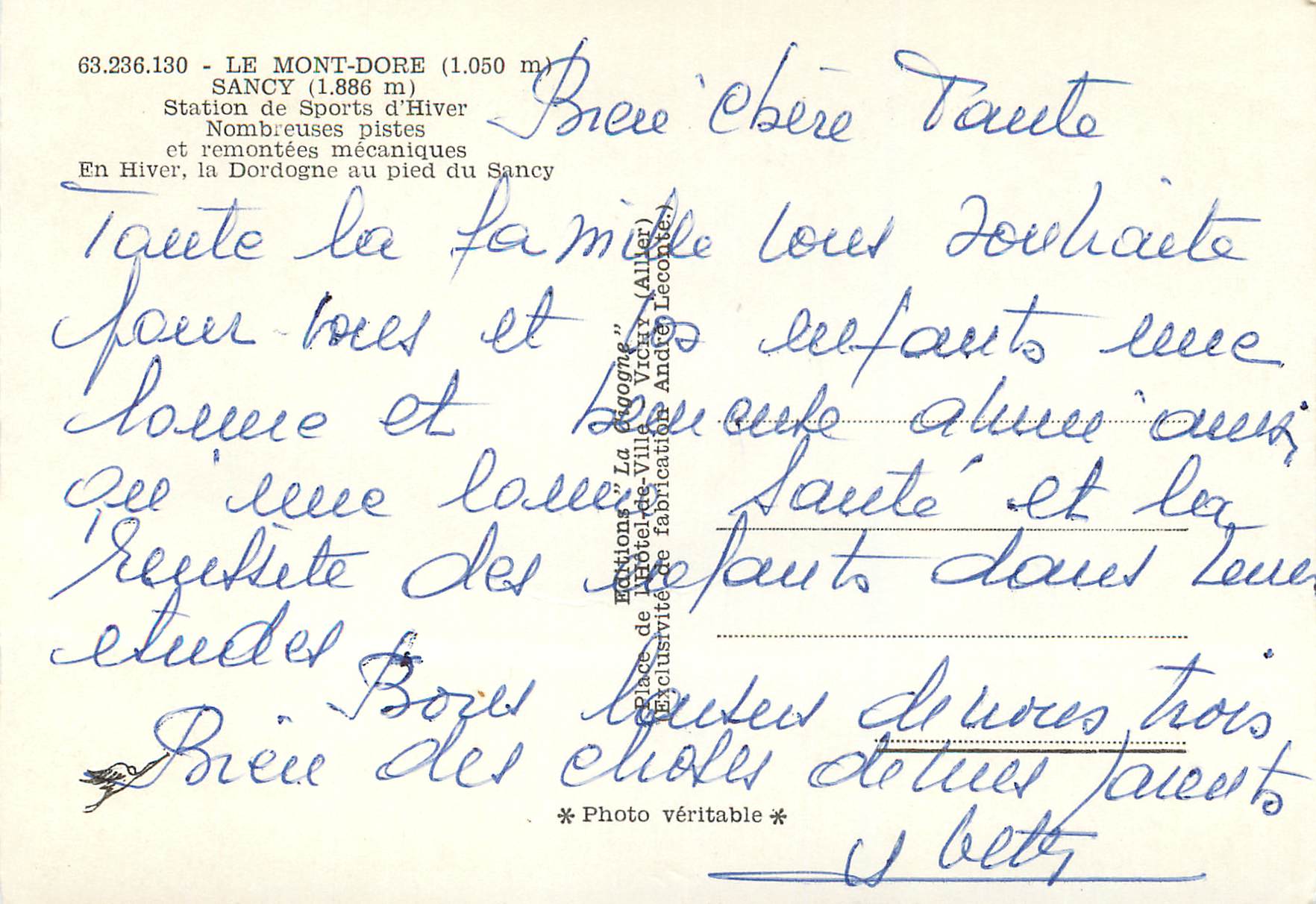 CPM 63236130 le mont dore (1050 m) sancy (1886 m) station de sports d hiver nombreuse pistes — Verso