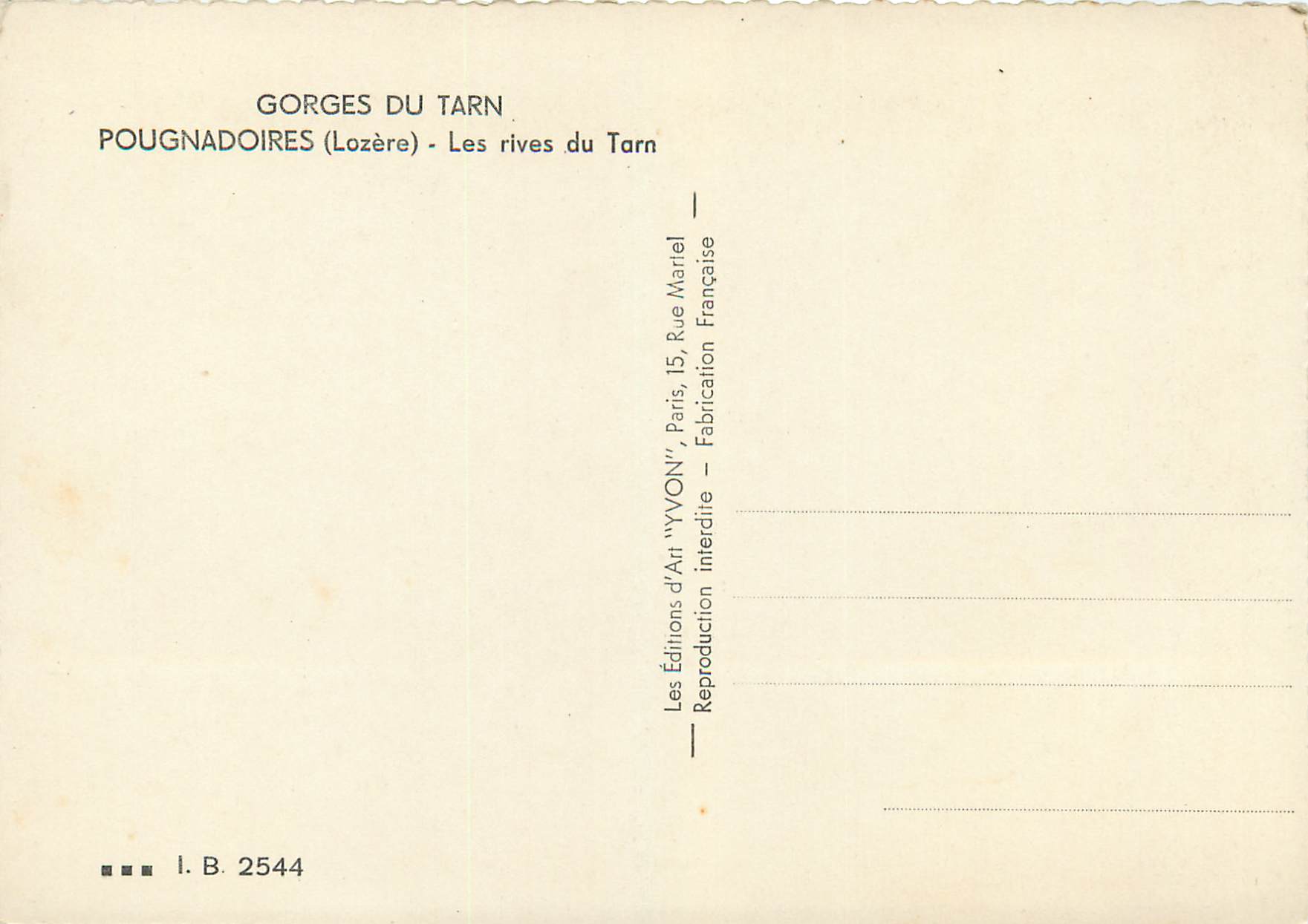 CPM Gorges du tarn pougnadoires (lozere) les rives du tarn — Verso
