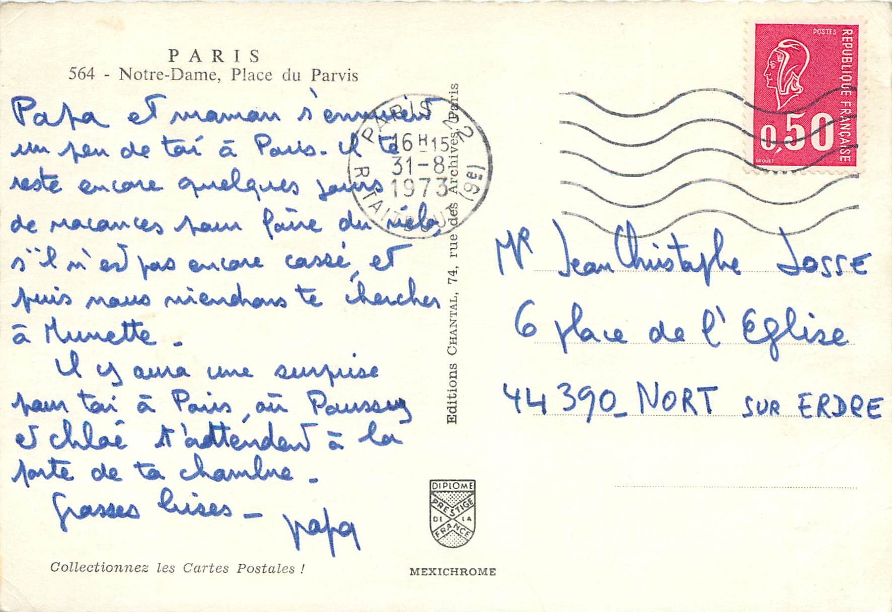 CPM Paris 564 notre dame place du parvis — Rückseite