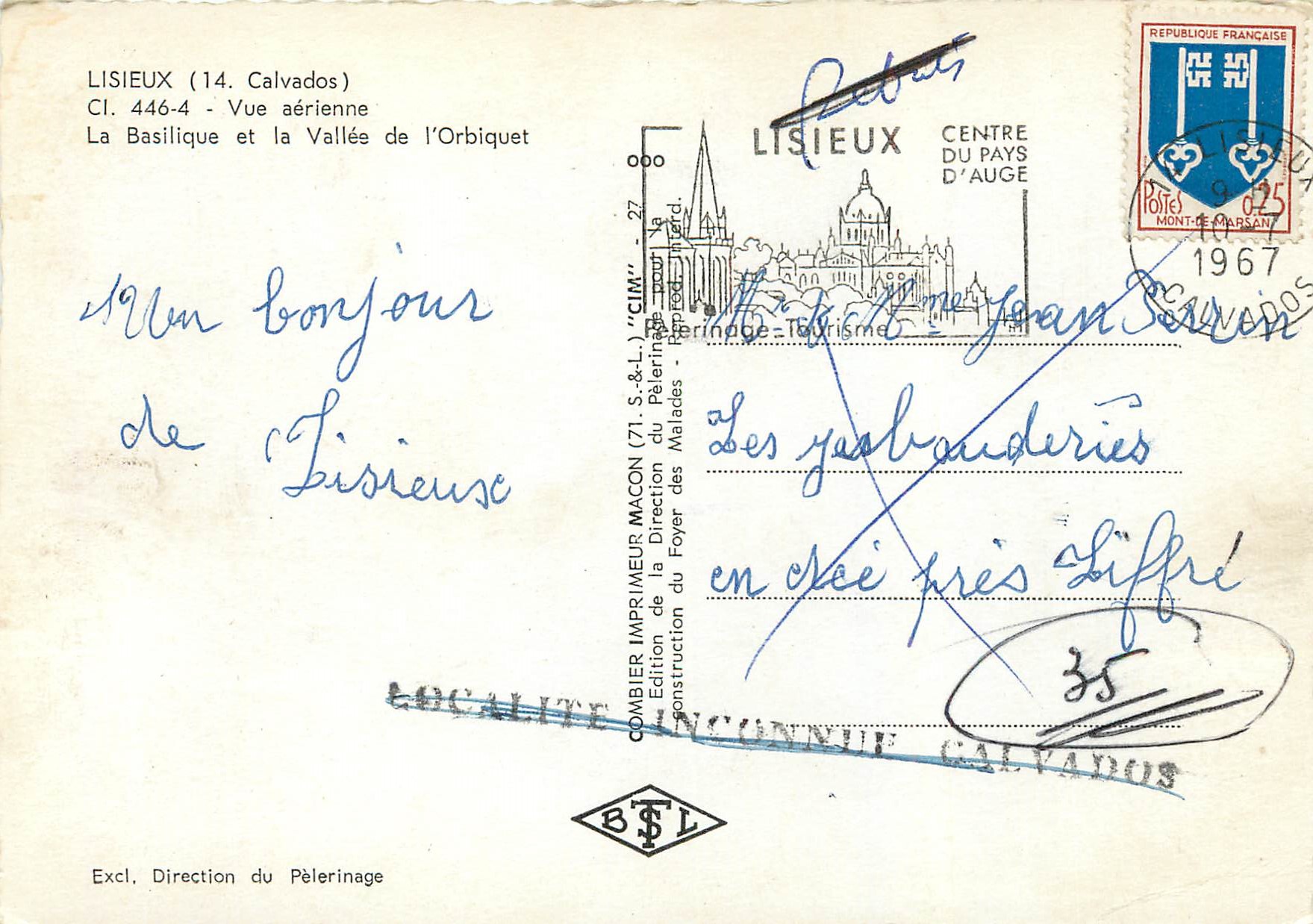 CPM Lisieux (14 calvados) cl 4464 vue aerienne la basilique et la vallee de l orbiquet — Rückseite