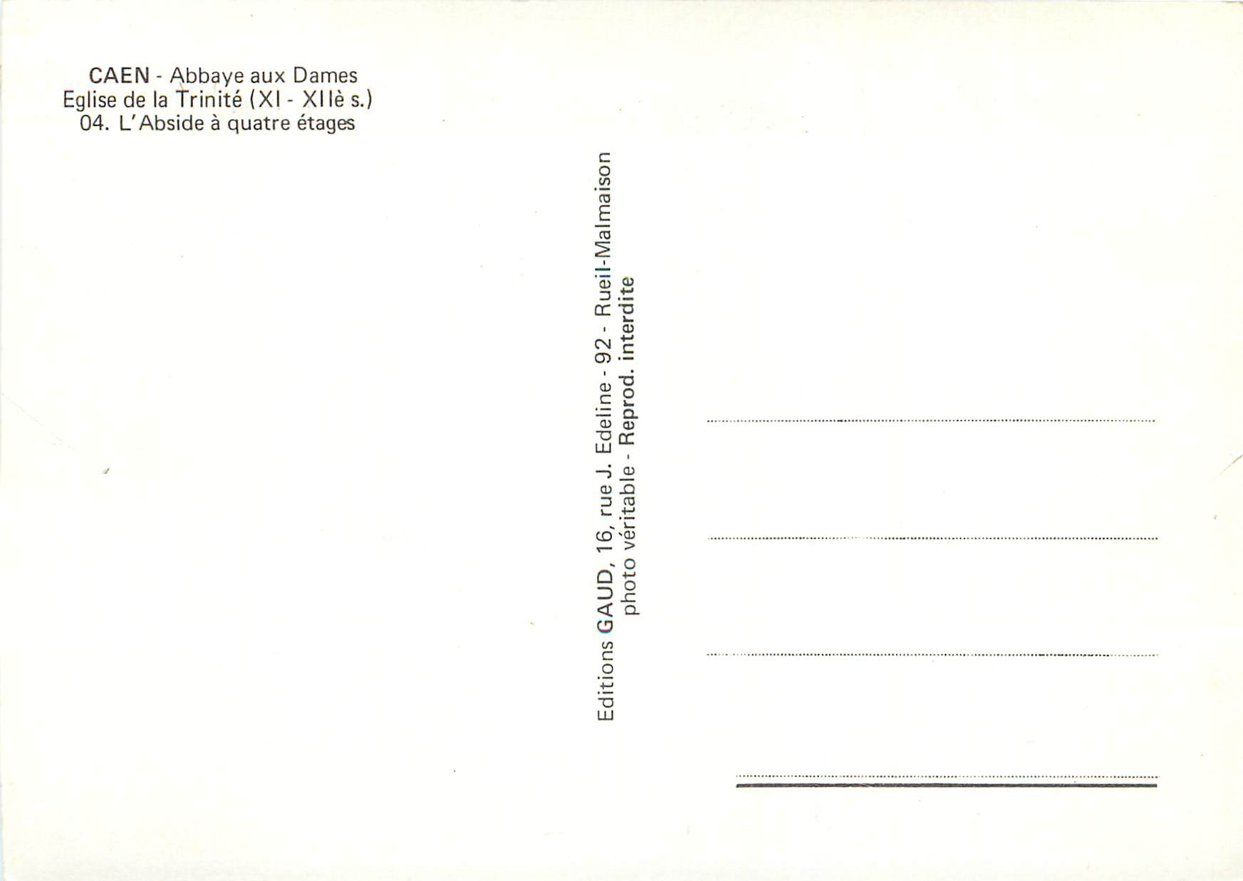 CPM Caen abbaye aux dames eglise de la trinite (xi xiie s) 04 l abside a quatre etages — Verso