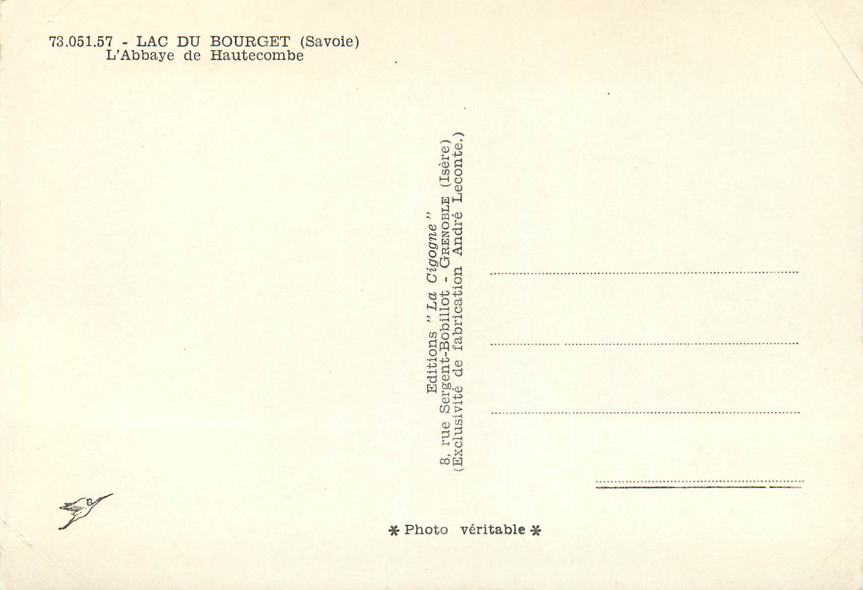 CPM 7305157 lac du bourget (savoie) l abbaye de hautecombe — Rückseite