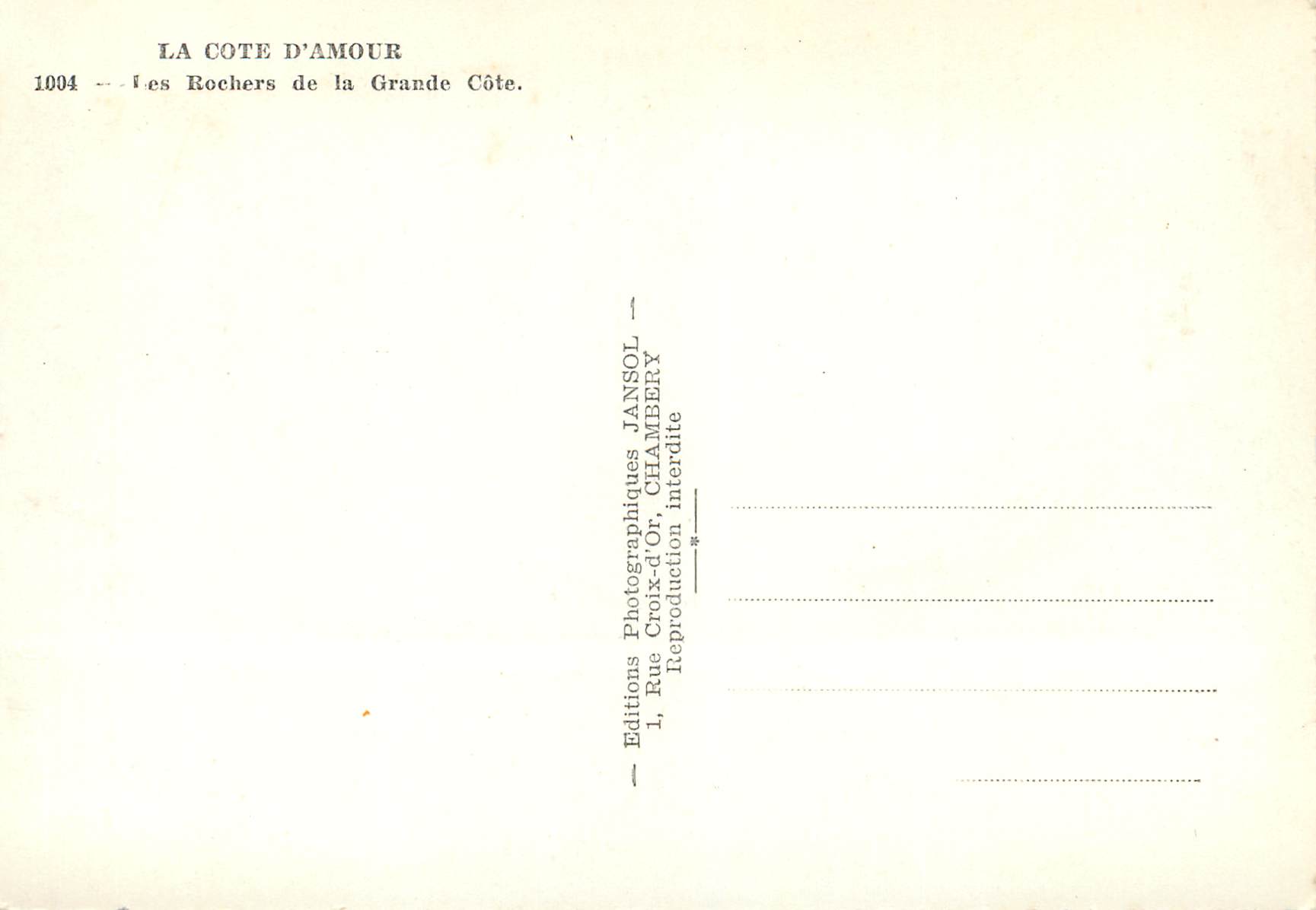 CPM La cote d amour 1004 les rochers de la grande cote — Rückseite