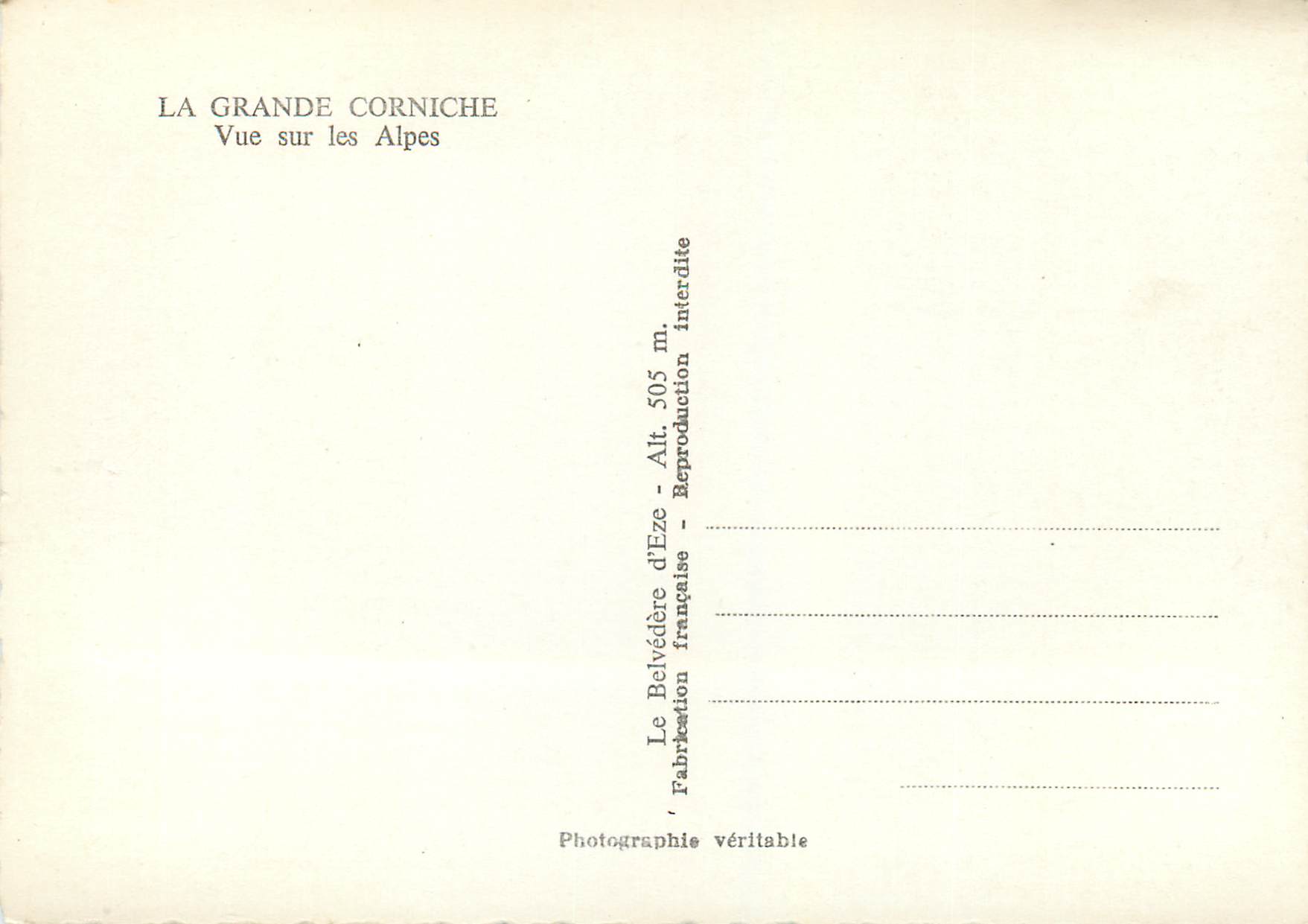 Vue sur les Alpes — La Grande Corniche — Éditeur d'Eze — Reverso