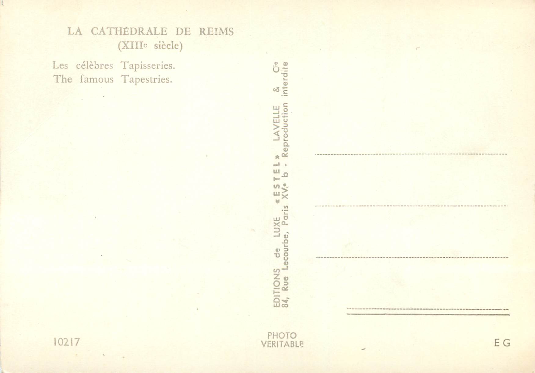 CPM La cathedrale de reims(xiii siecle) les celebres tapisseries — Rückseite