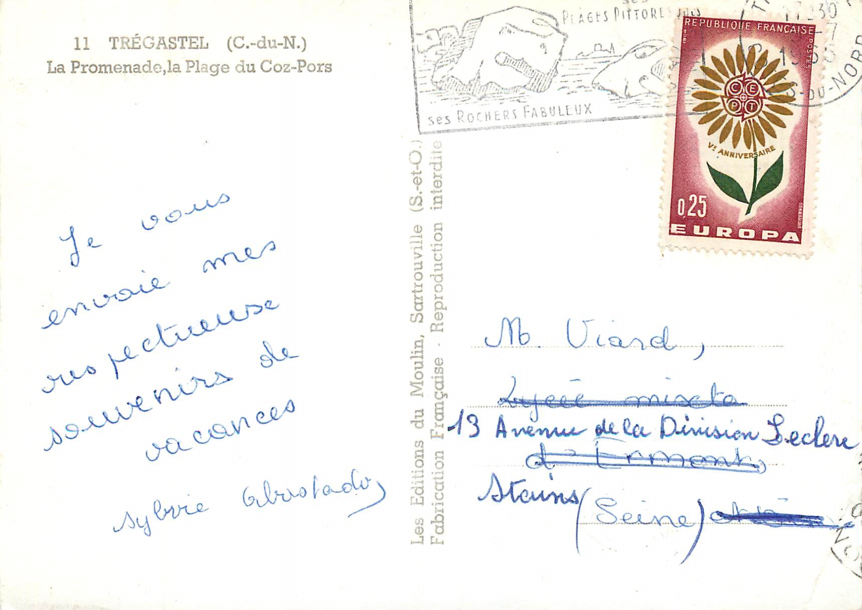Trégastel (C.-du-N.) — La Promenade, la Plage du Coz-Pors — Les Éditions du Moulin, Sartrouville — Verso