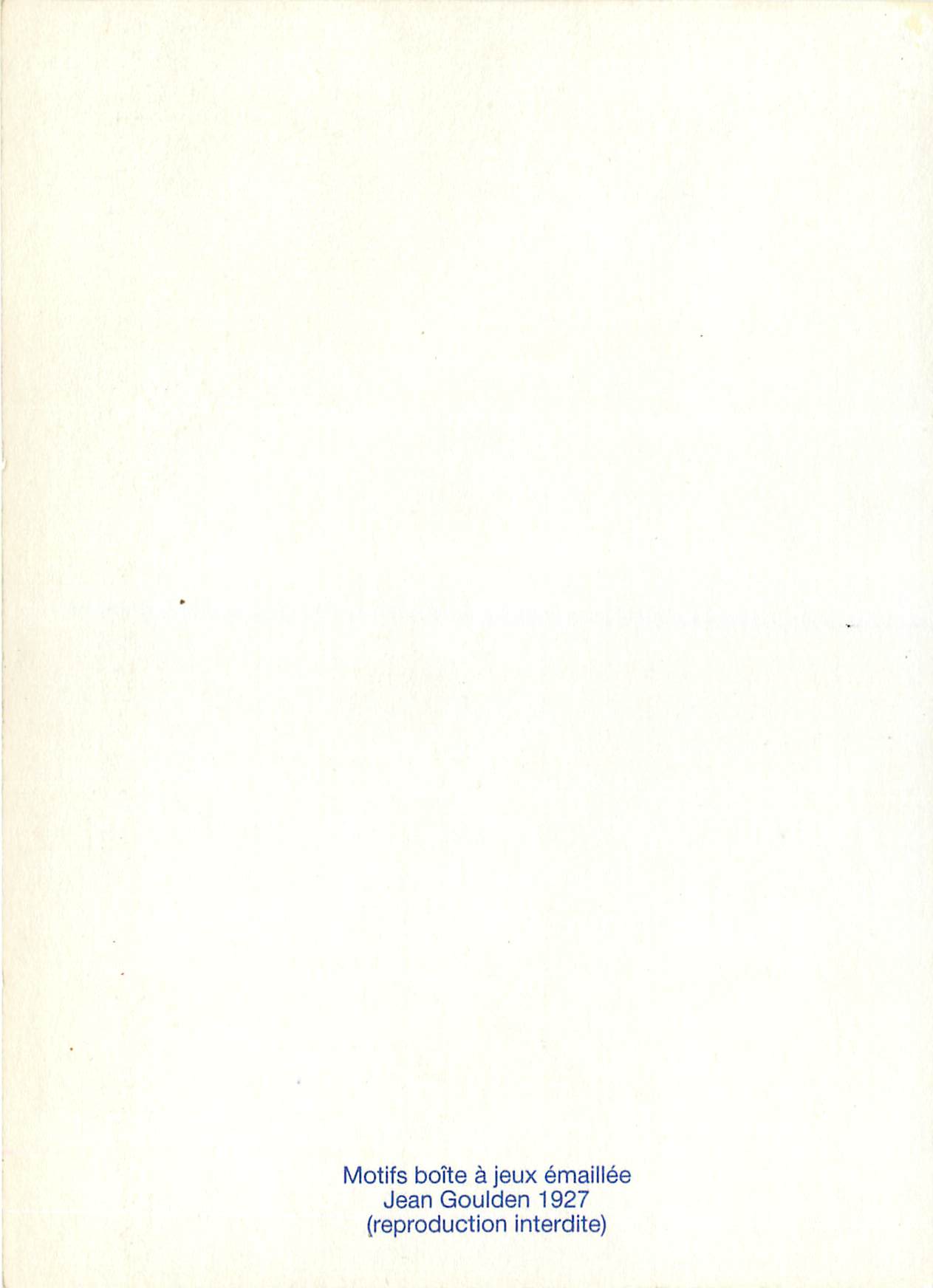 Emaille-Spielbox-Motive — Jean Goulden 1927 — Rückseite