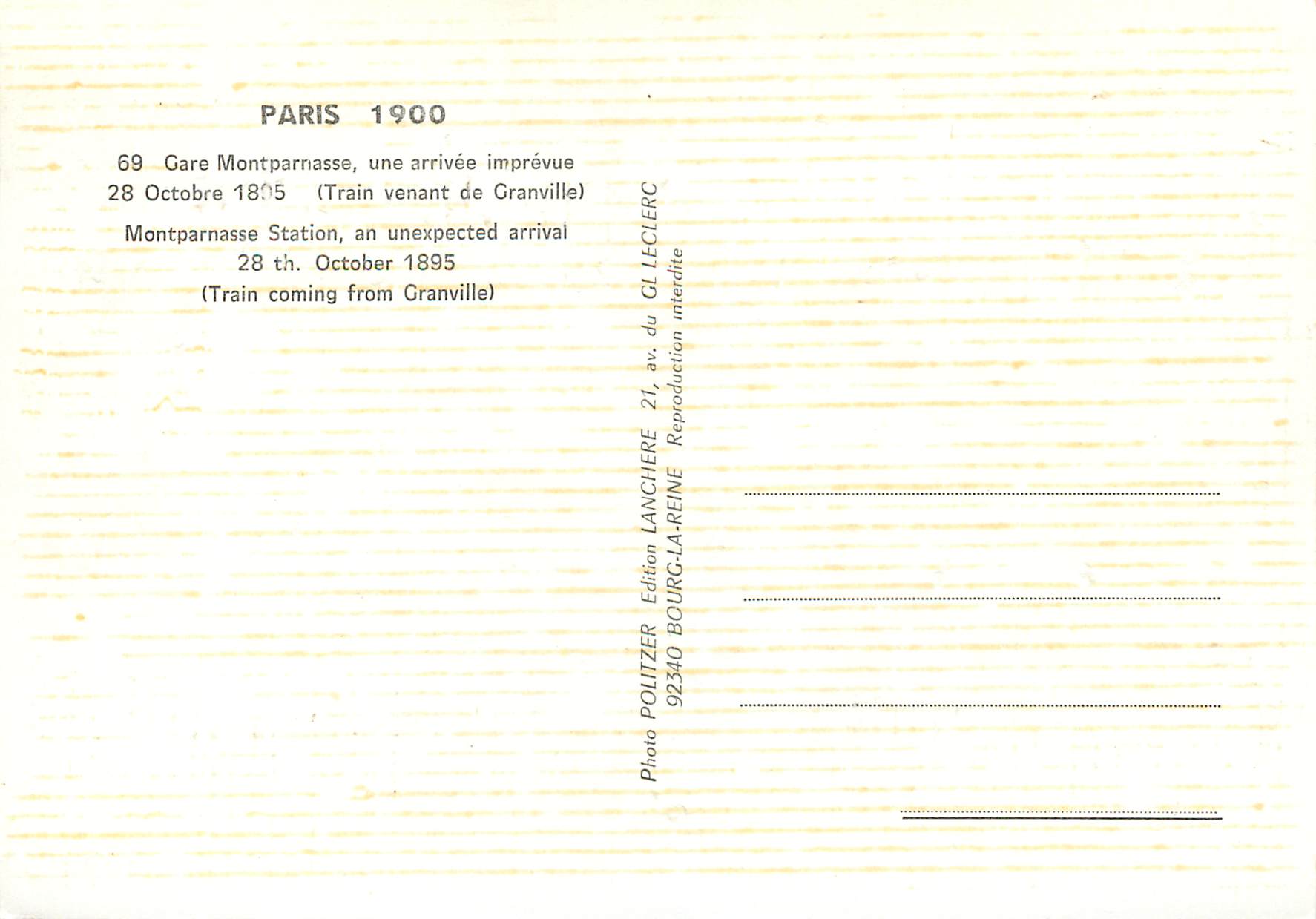 CPM Paris 1900 — Rückseite