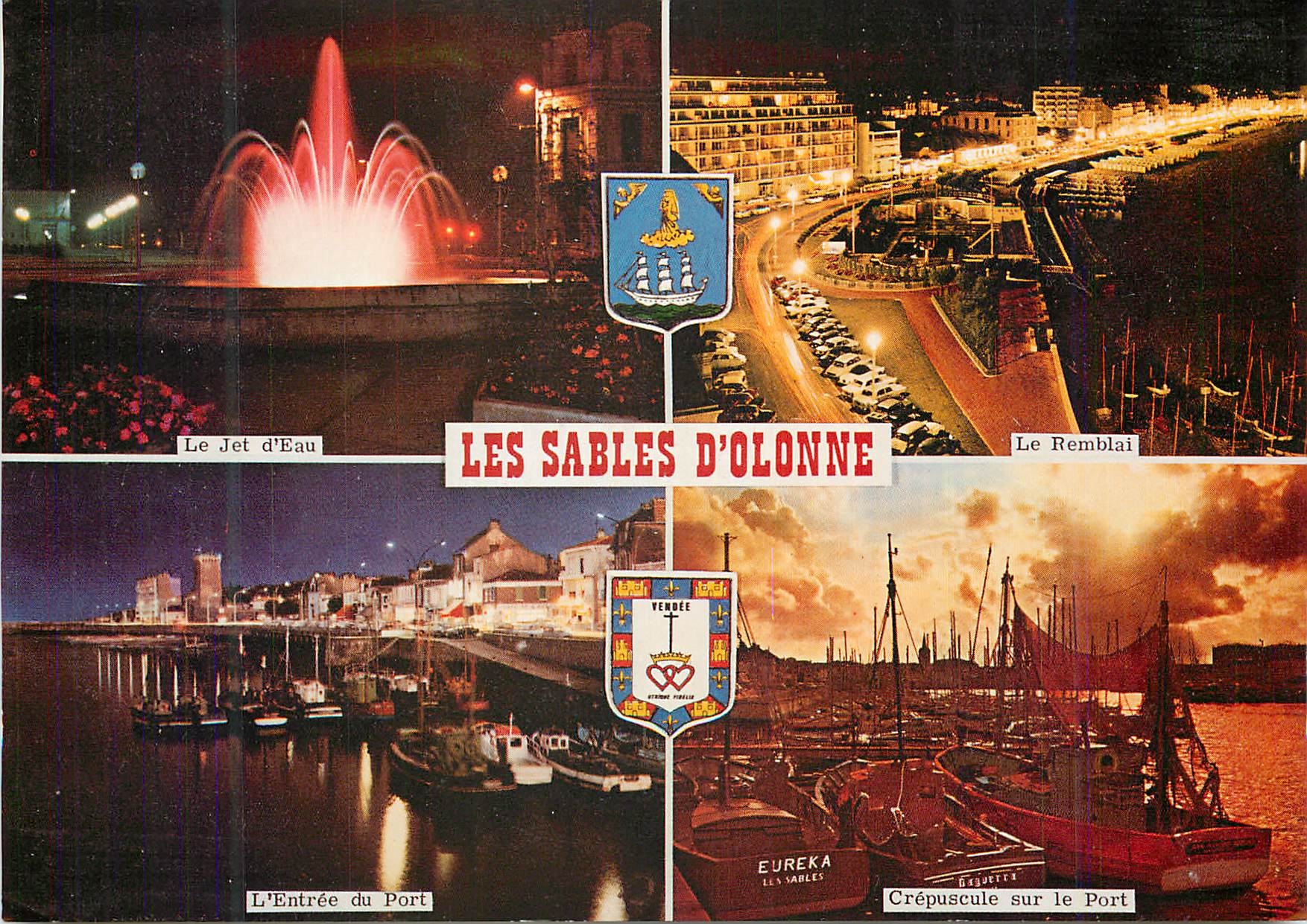 Les Sables d'Olonne — Vue nocturne et crépusculaire du port et du remblai — Artaud Frères, n°218