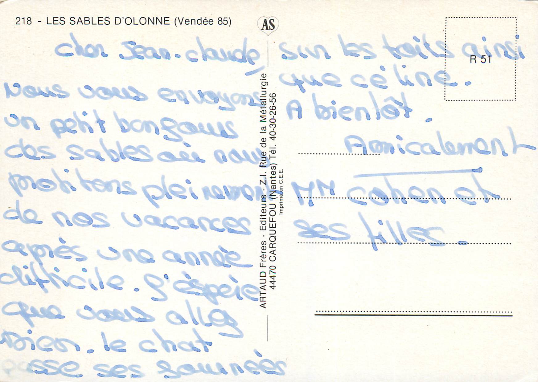 Les Sables d'Olonne — Vue nocturne et crépusculaire du port et du remblai — Artaud Frères, n°218 — Reverso