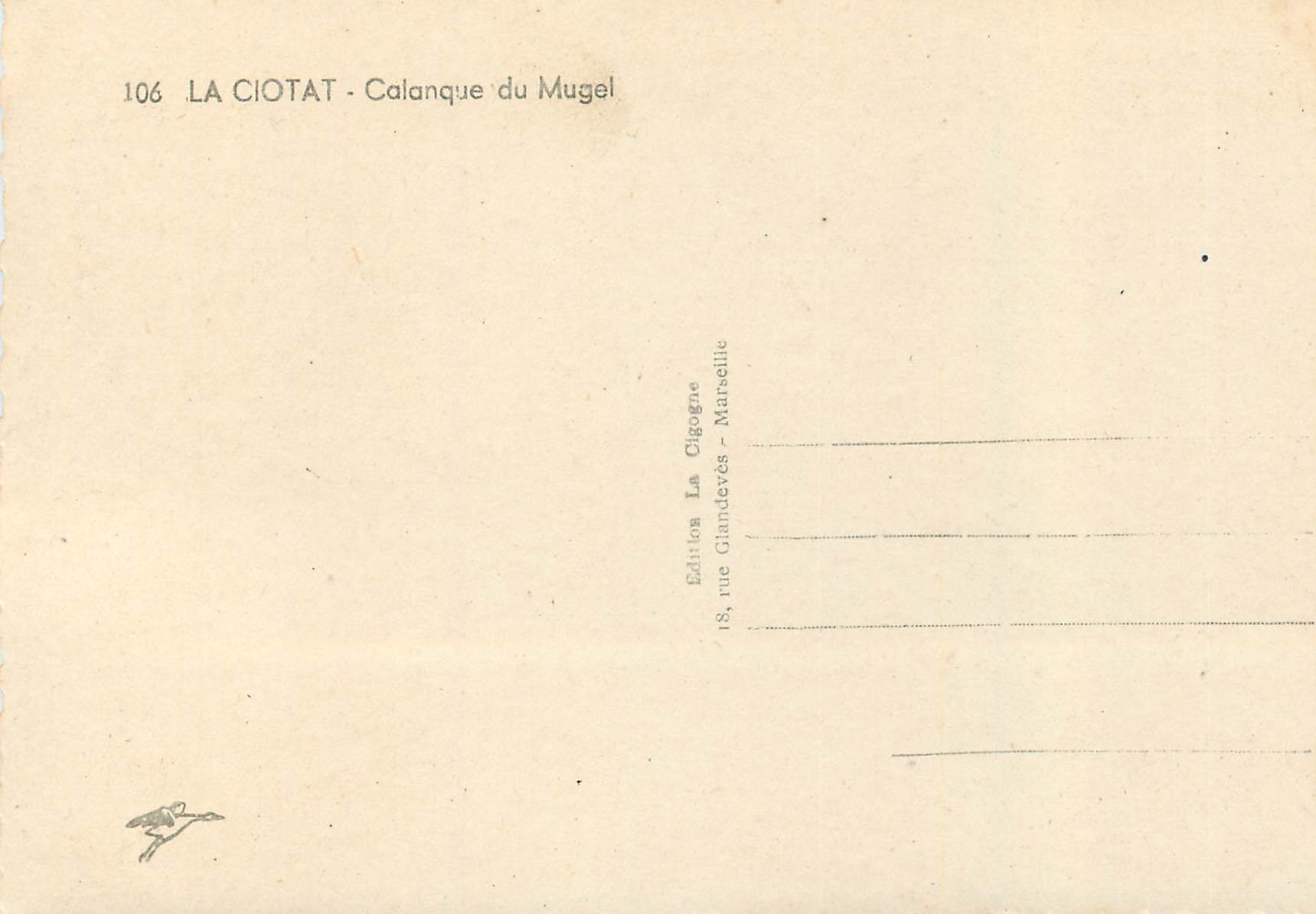 CPM 106 la ciotat calanque du mugel — Rückseite