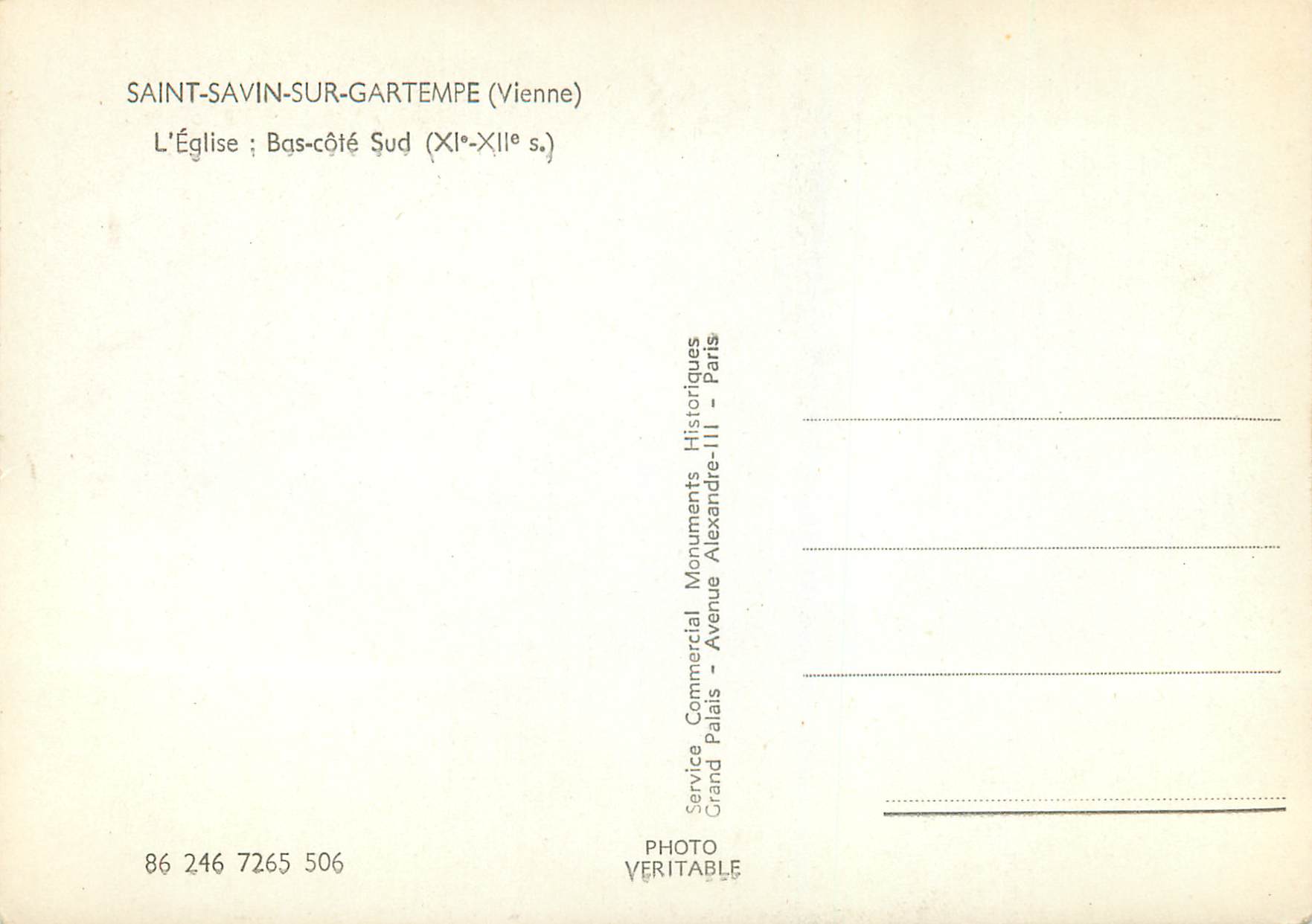 CPM Saint savin sur gartempe (vienne) l eglise bas cote sud (xi xii s) — Rückseite