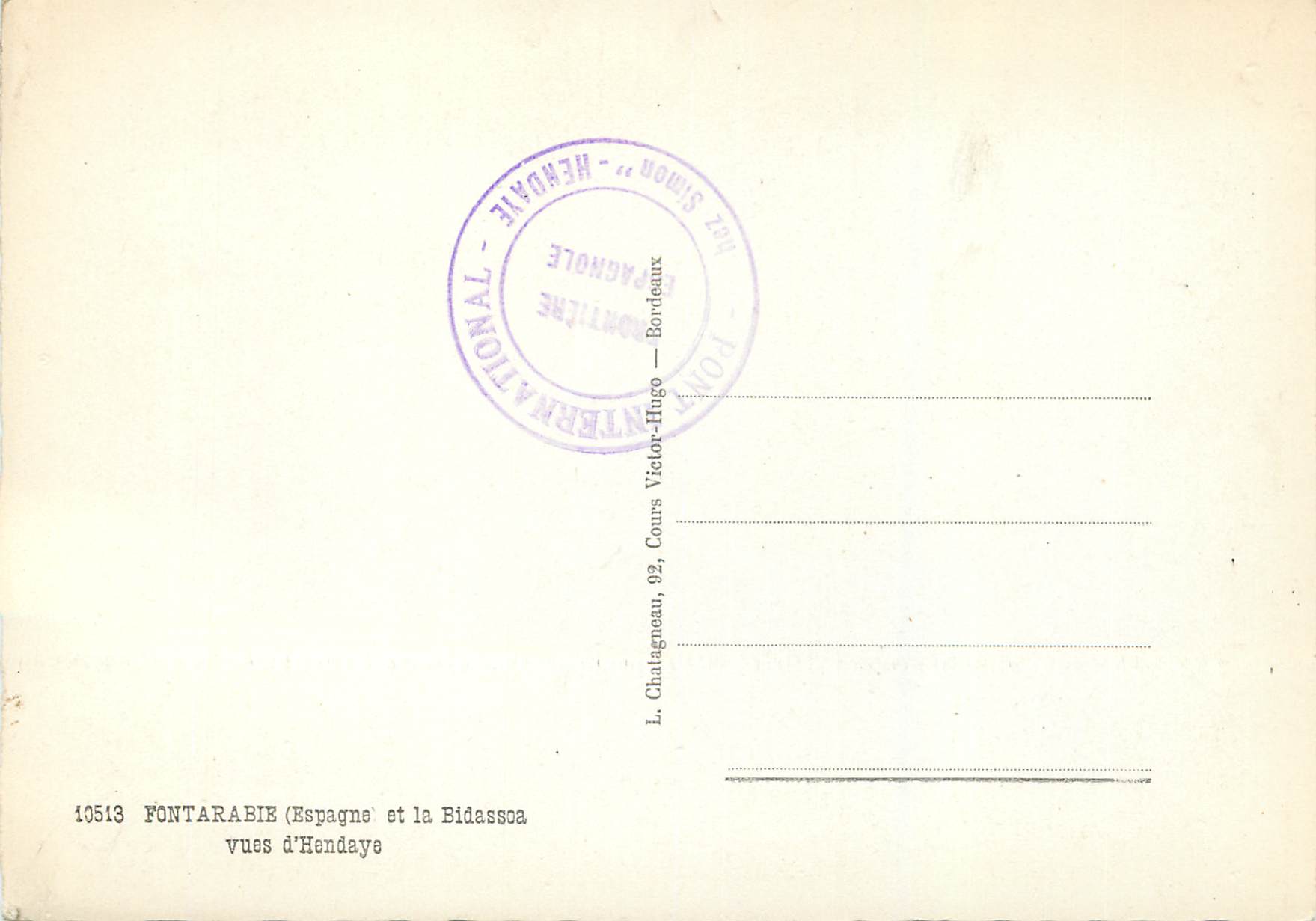 CPM 10513 fontarabie (espagne et la bidassoa vues d hendays) — Verso