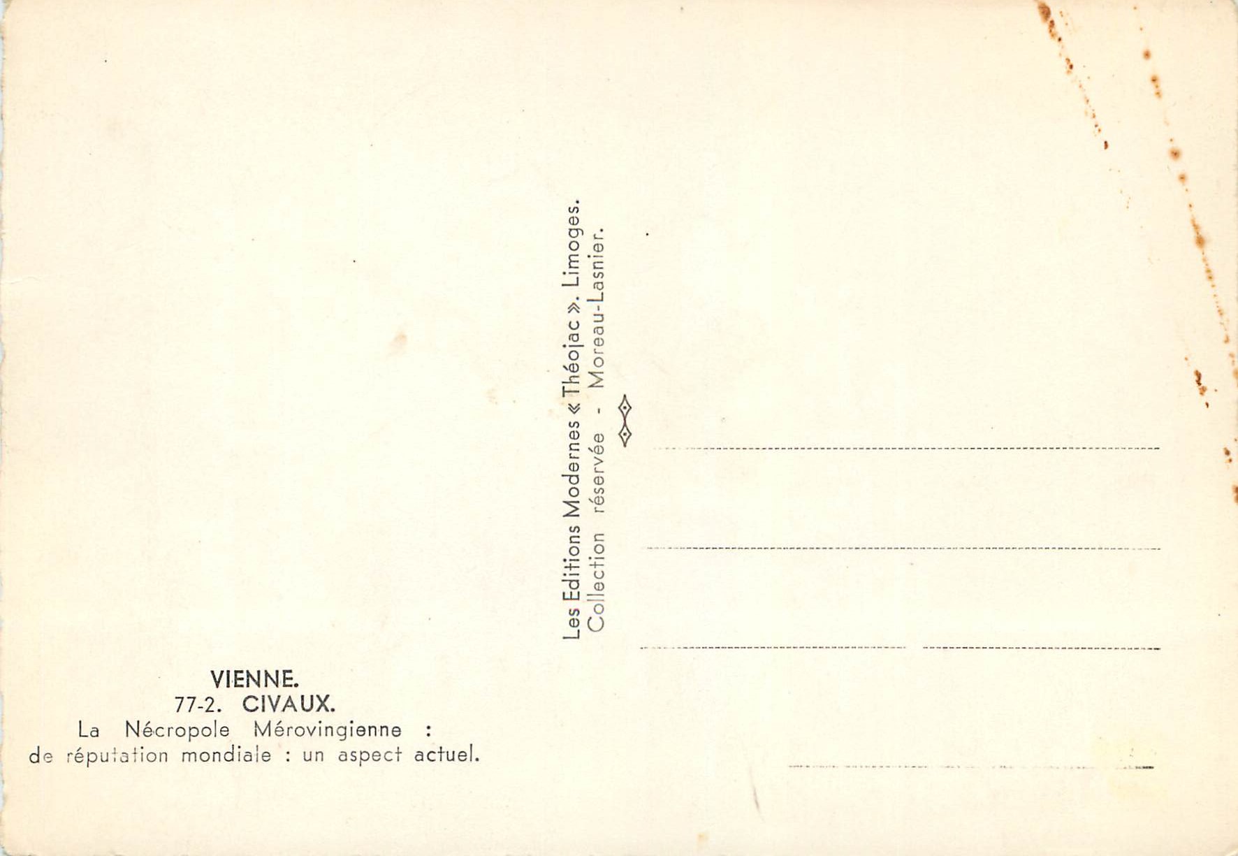 CPM Vienne 77 2 civaux la necropole merovingienne de reputation mondiale un aspect actuel — Back