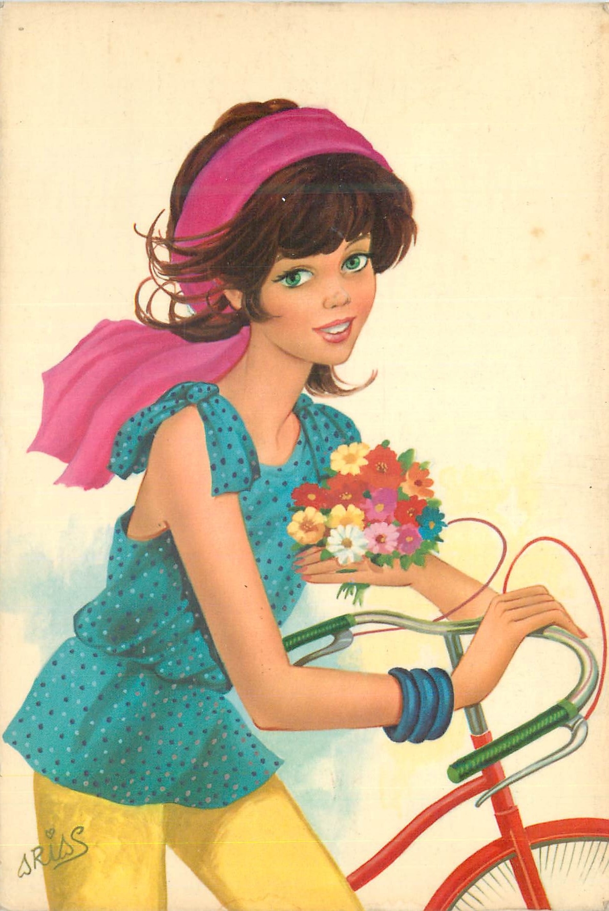 CPM Femme a velo Cycle Cycliste