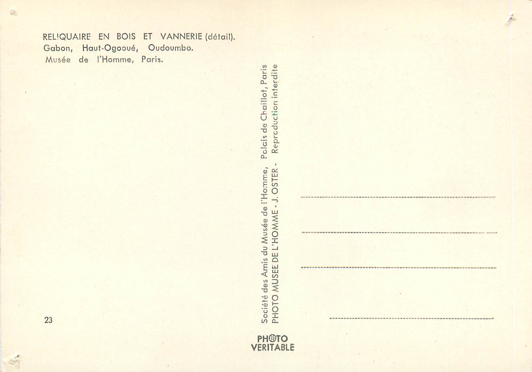 Reliquaire en bois et vannerie — détail — Société des Amis du Musée de l'Homme, Paris — Rückseite