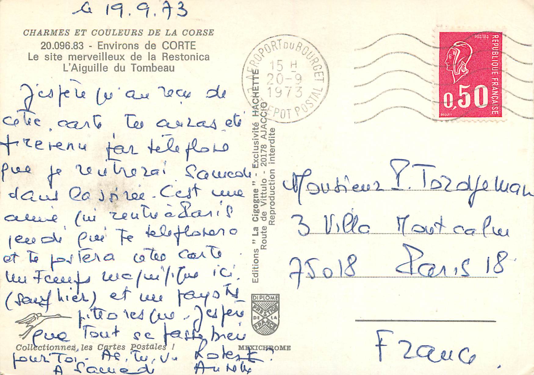 L'Aiguille du Tombeau — Environ de Corse — Éditions IRIS — Verso