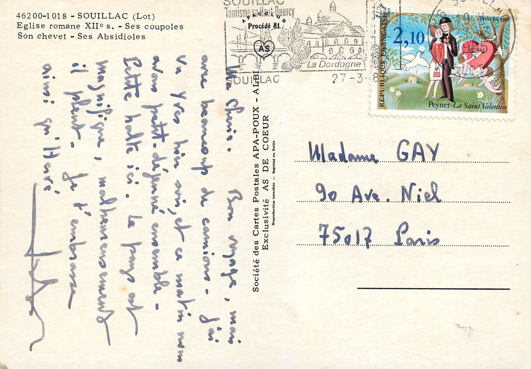 Église romane du XIIe siècle — Souillac (Lot) — Société des Cartes Postales APA-POUX - AUBÉRY — Reverso