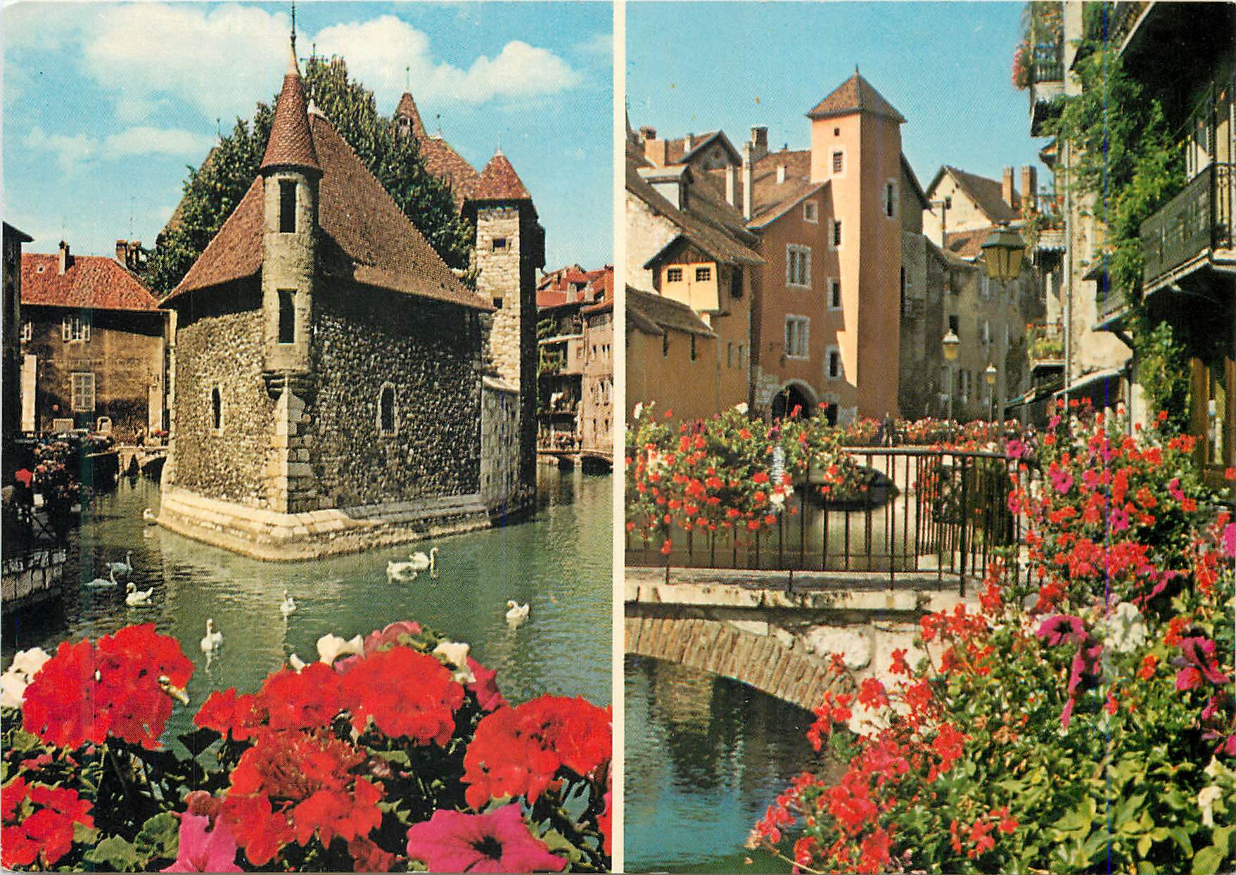 CPM 1060 le vieil annecy fleuri le palais de l ile la tour carree du pont morens
