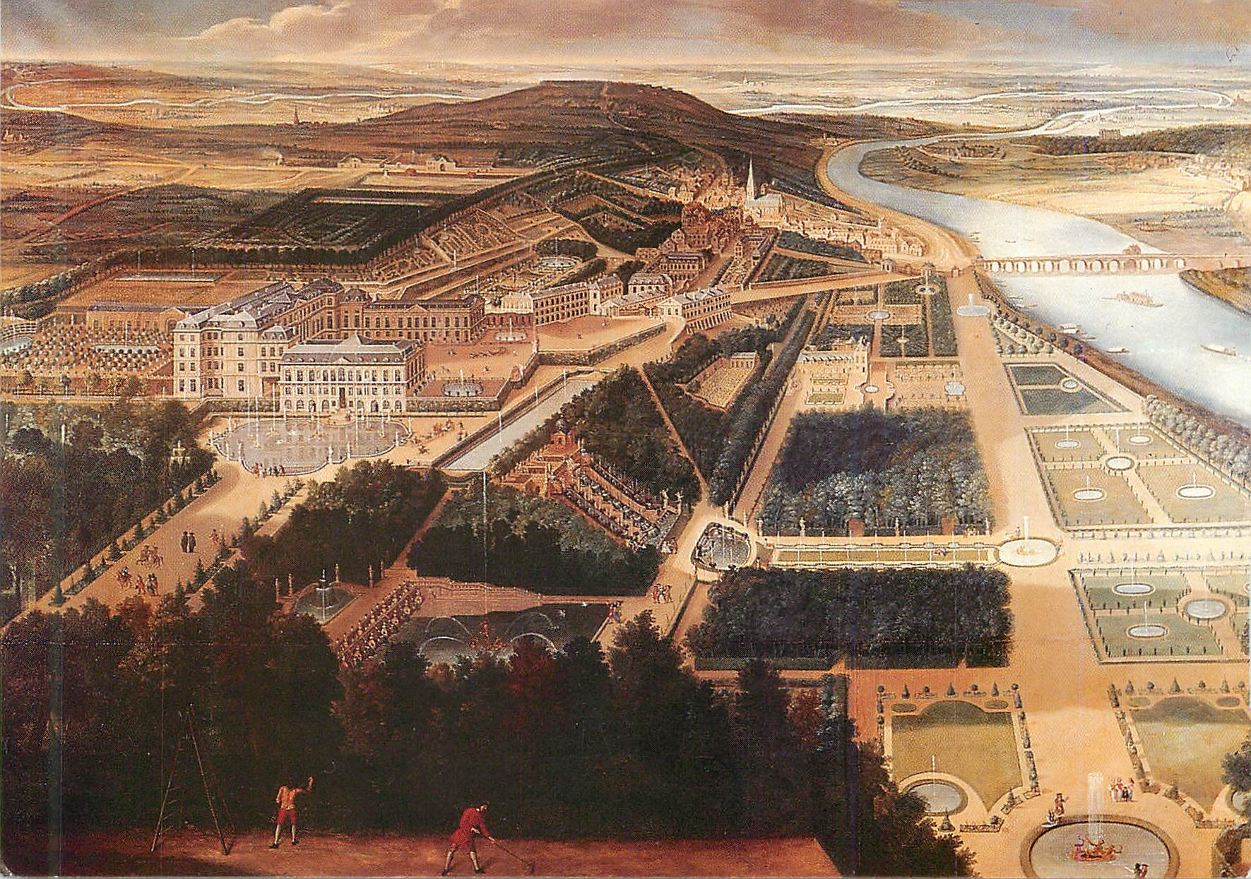 CPM Vue du chateau et des jardins de saint cloud en 1677