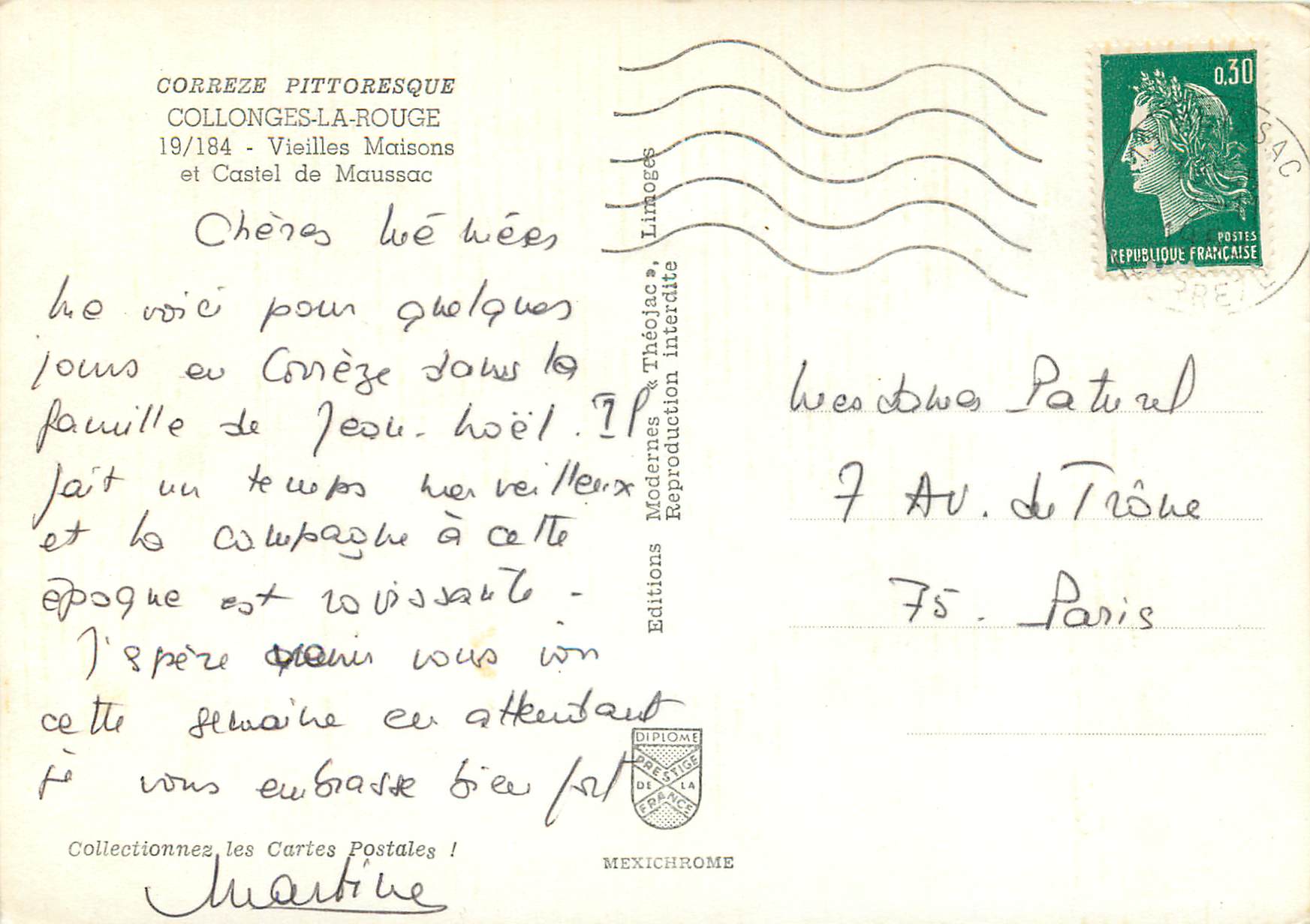 CPM Correze pittoresque collonges la rouge 19 184 vieilles maisons et castel de moaussac — Rückseite