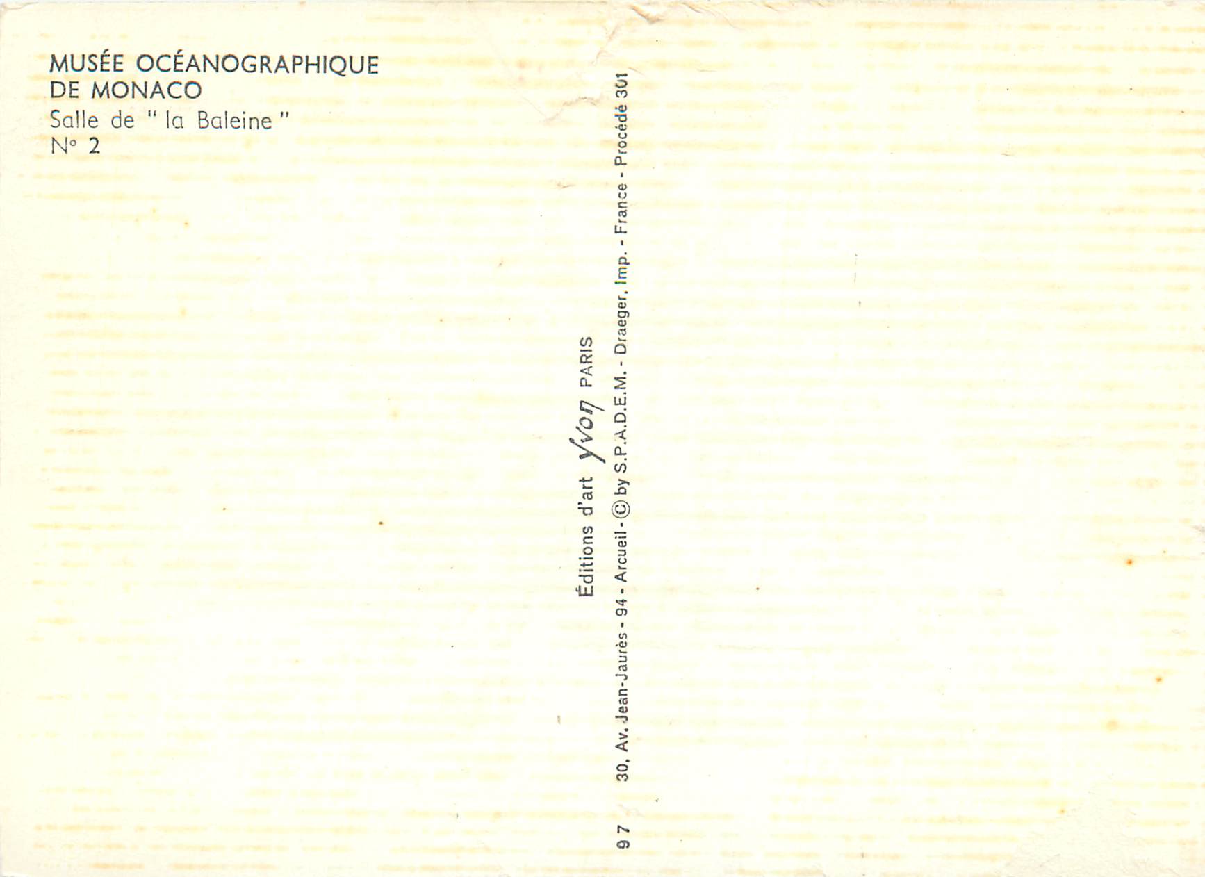 CPM Musee oceanographique de monaco salle de la baleine n 2 — Rückseite