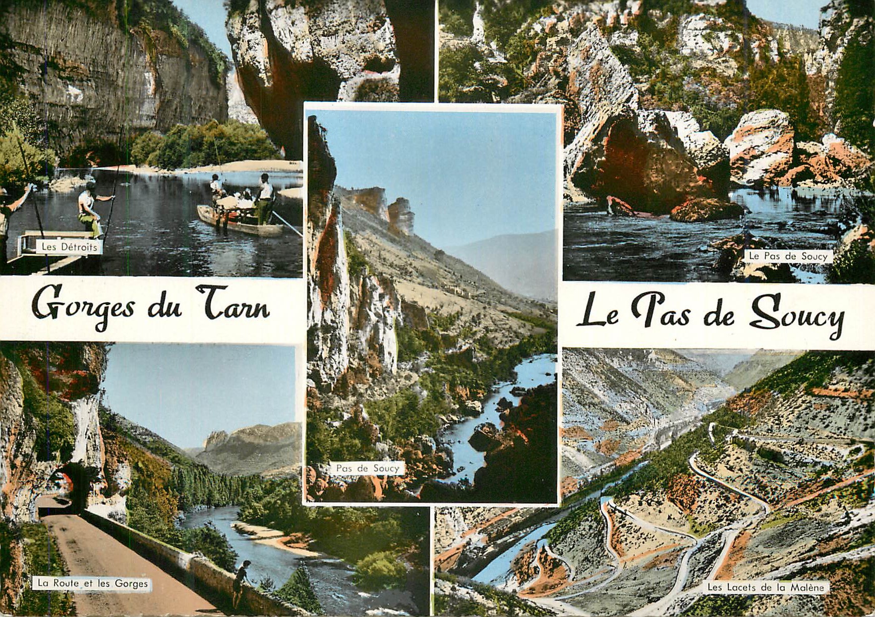 Gorges du Tarn — Les Détroits, Le Pas de Soucy, La Route et les Gorges, Les Lacets de la Malène — Éditions Artistiques Marceau Carrière