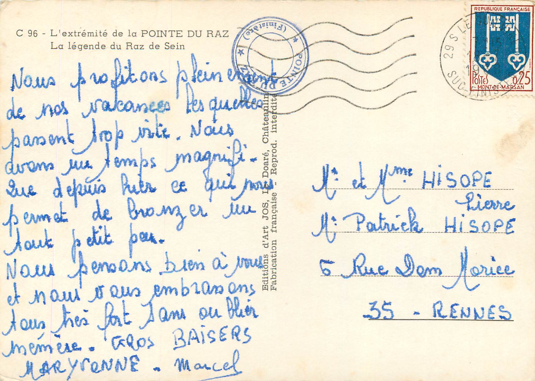 CPM C 96 l extremite de la pointe du raz la legende du raz de sein — Rückseite