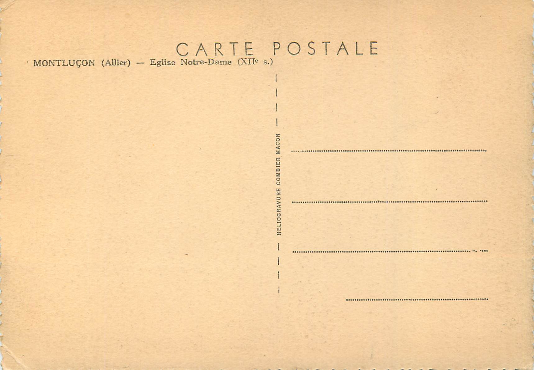 CPM Montlucons (allier) eglise notre dame (xii s) — Rückseite