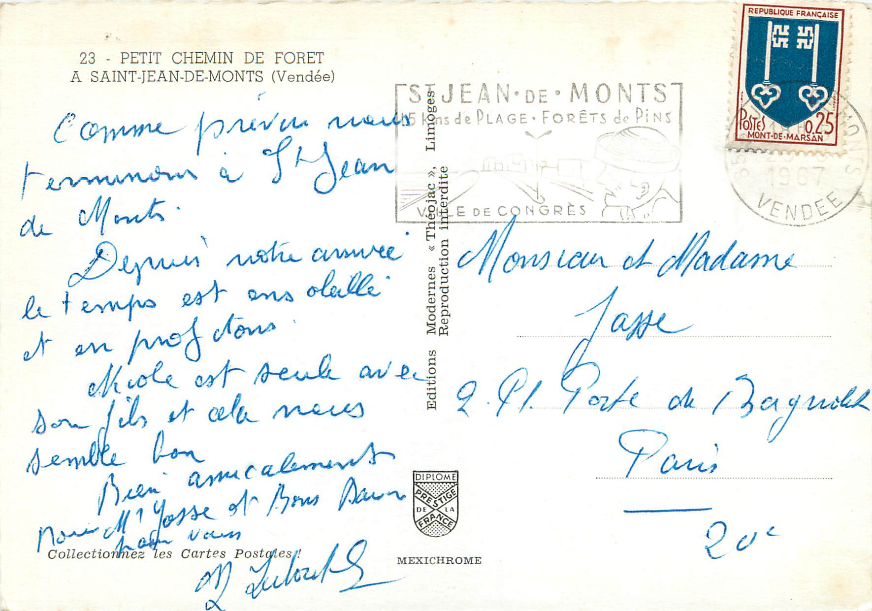 CPM 23 petit chemin de foret a saint jean de monts(vendee) — Back