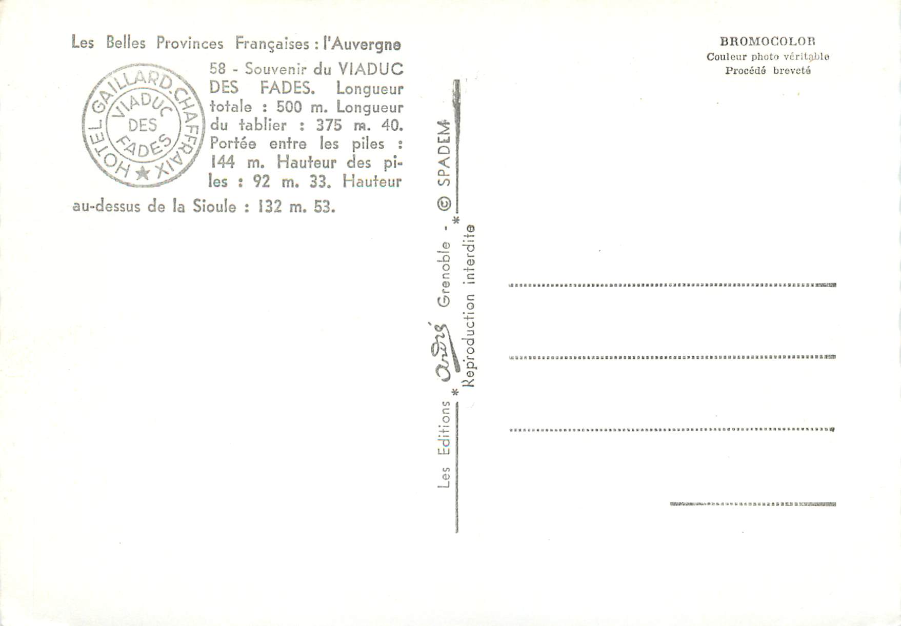 CPM Les belles provinces francaises l auvergne — Rückseite