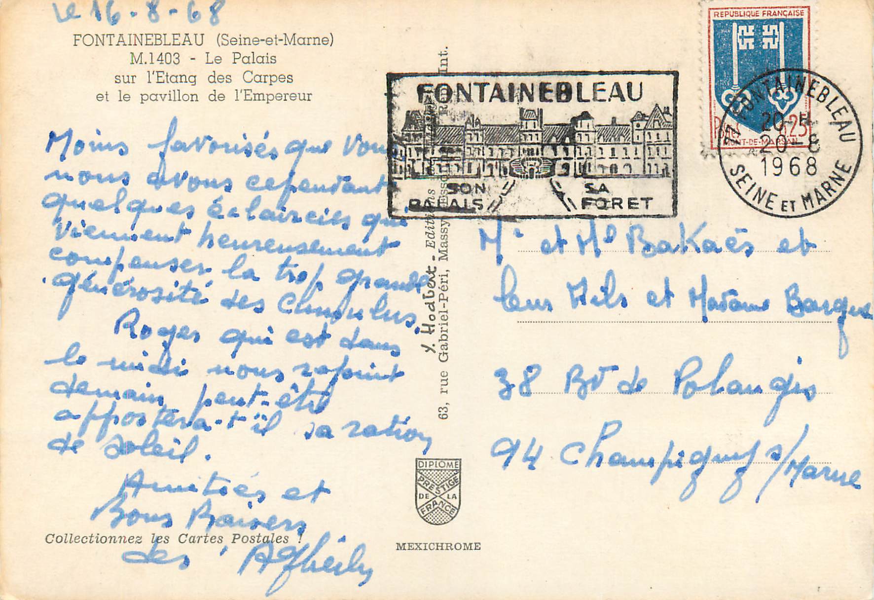 Fontainebleau — Le Palais sur l'Étang des Carpes et le pavillon de l'Empereur — Éditeur IRIS — Reverso