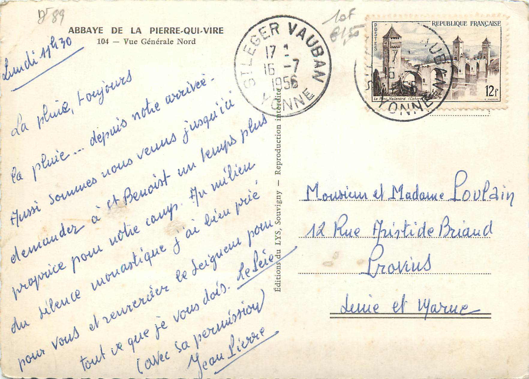 CPM Abbaye de la pierre qui vire 104 vue generale nord — Verso
