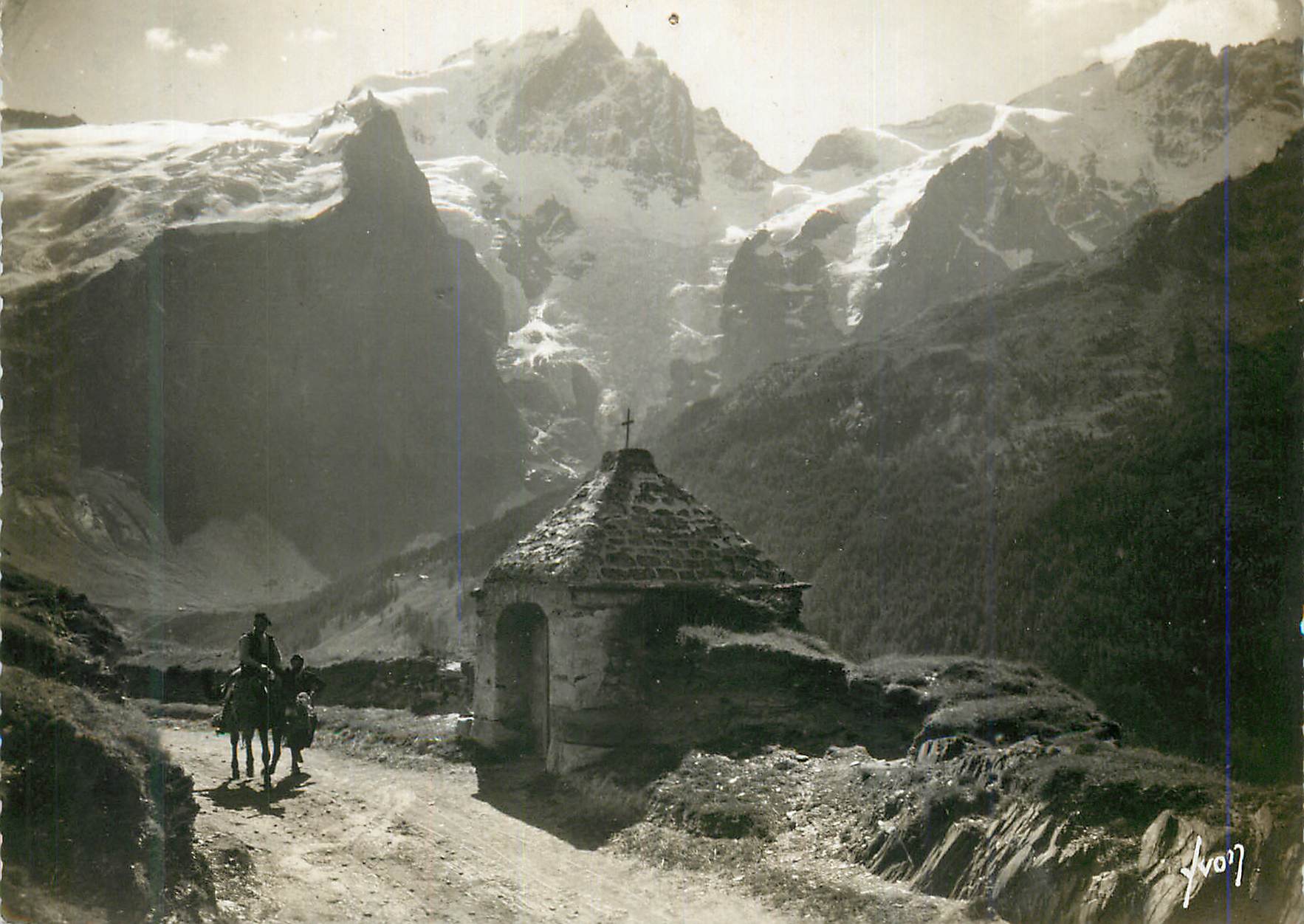La Grave (Htes-Alpes) — Oratoire de N-D. des Portes (1834 m.) et grand pic de la Meije (3983 m.) — Éditions d'Art 'YVON'