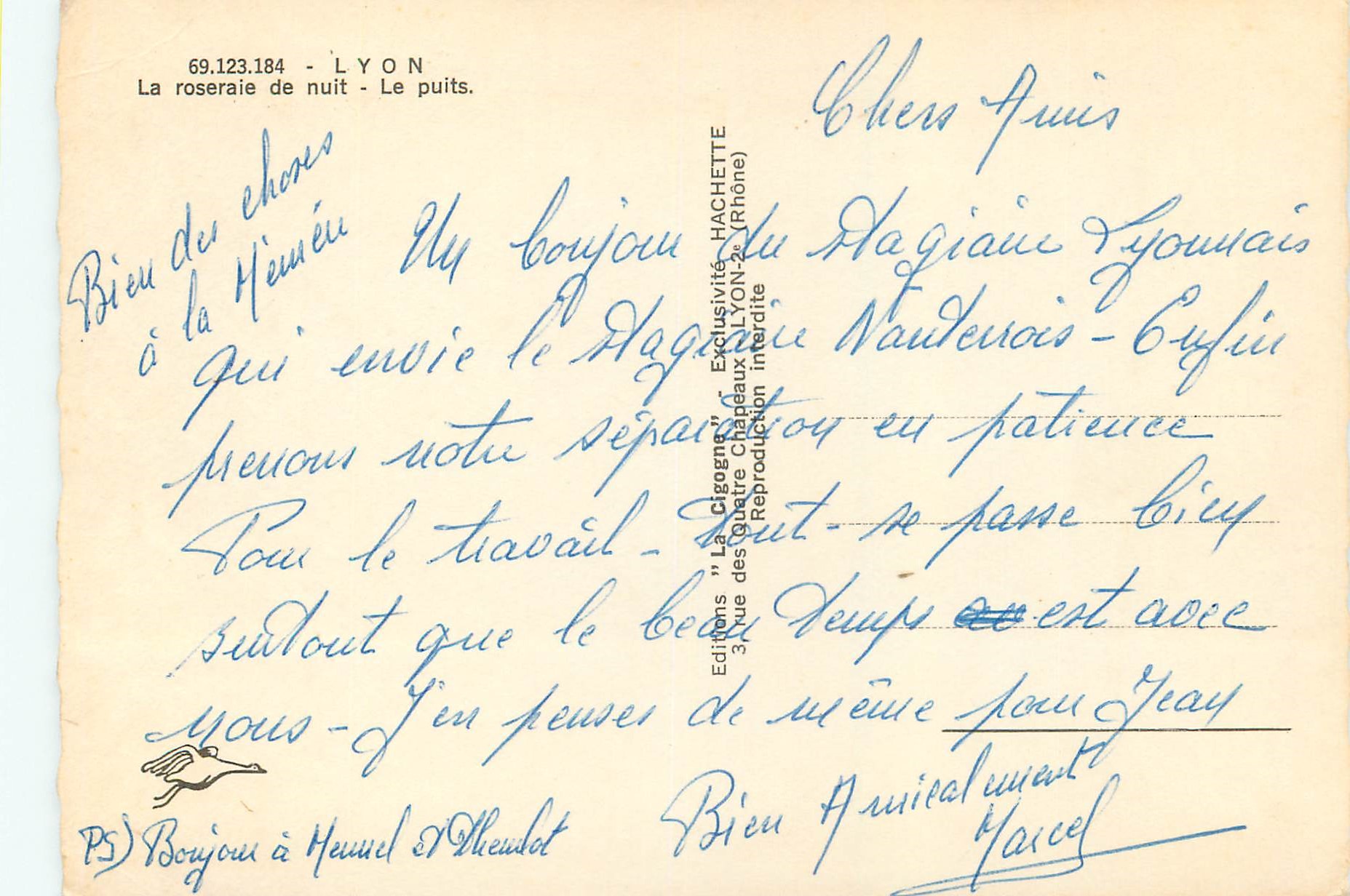 CPM 69123183 lyon la roseraie de nuit le puits — Rückseite