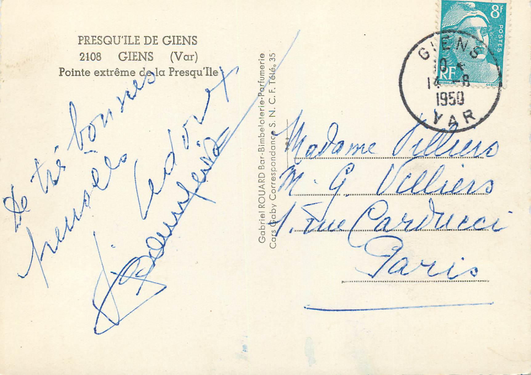 CPM Presqu ile de giens 2108 giens (var) pointe extreme de la presqu ile — Verso