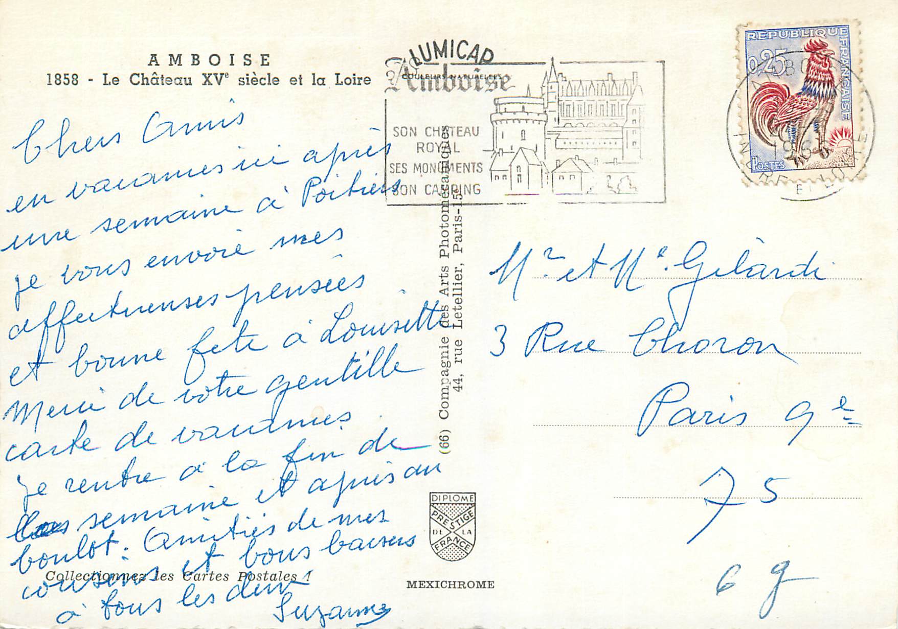 CPM Amboise 1858 le chateau xv siecle et la loire — Rückseite