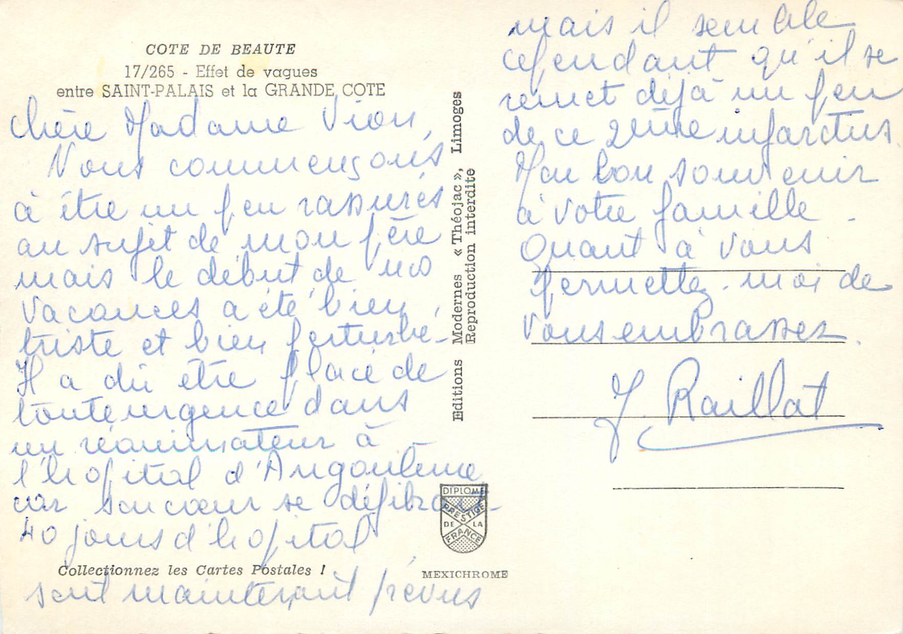 Côte de Beauté — Effet de vagues entre Saint-Palais et la Grande Côte — éditeur IRIS — Rückseite